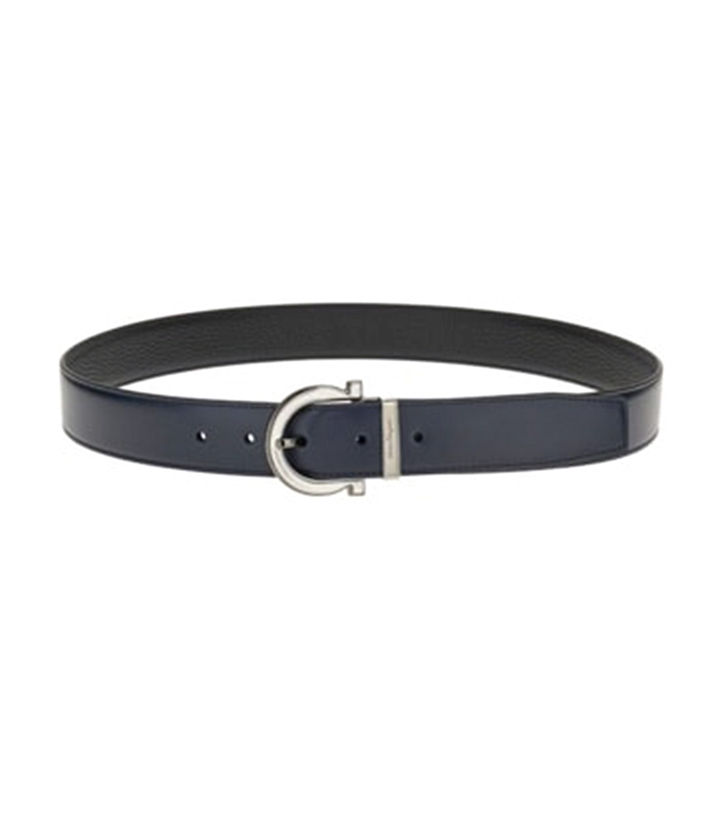 Reversible and Adjustable Gancini Belt Navy Blue/Black