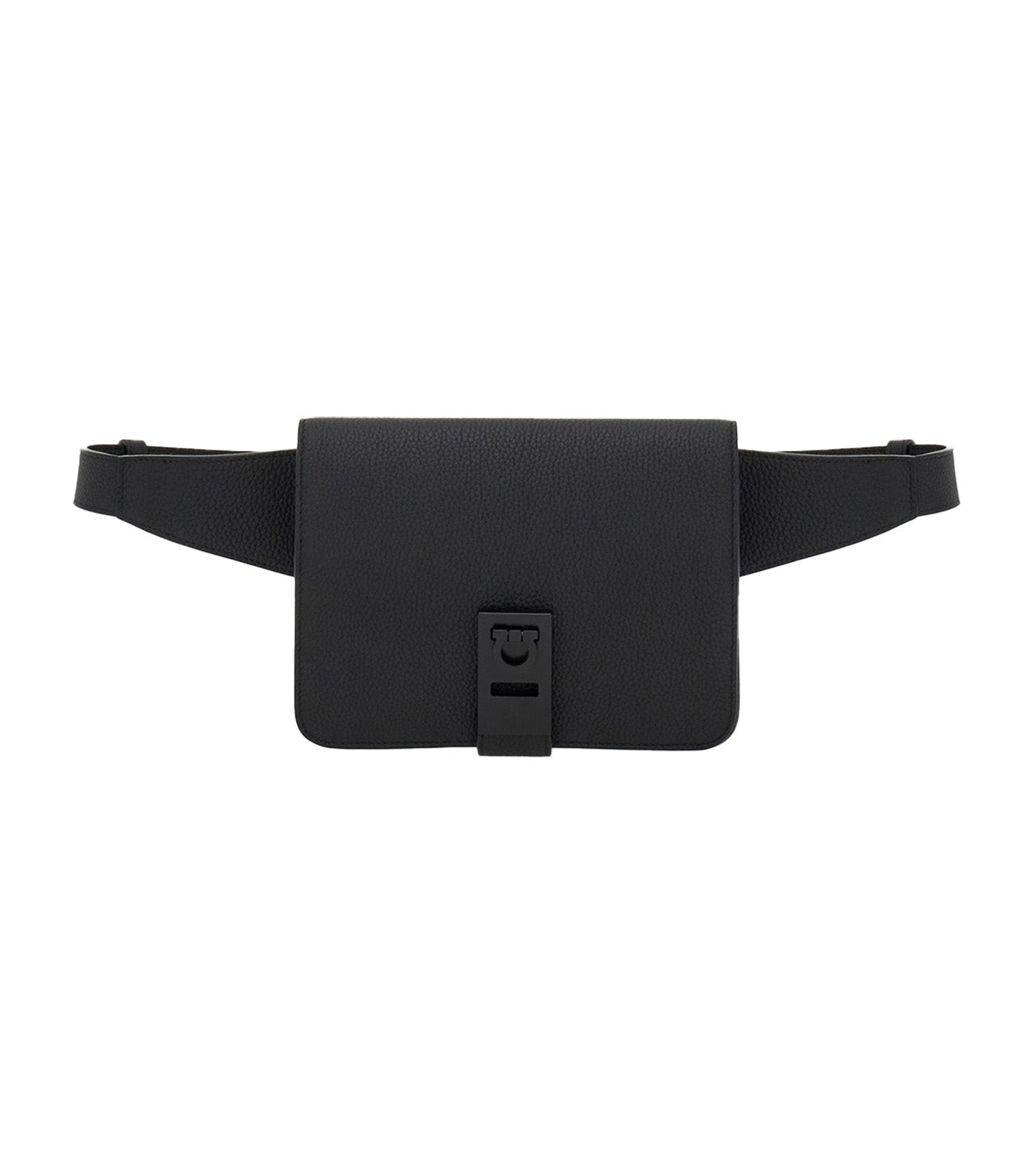 Belt Bag With Gancini Buckle Hammered Calfskin Black