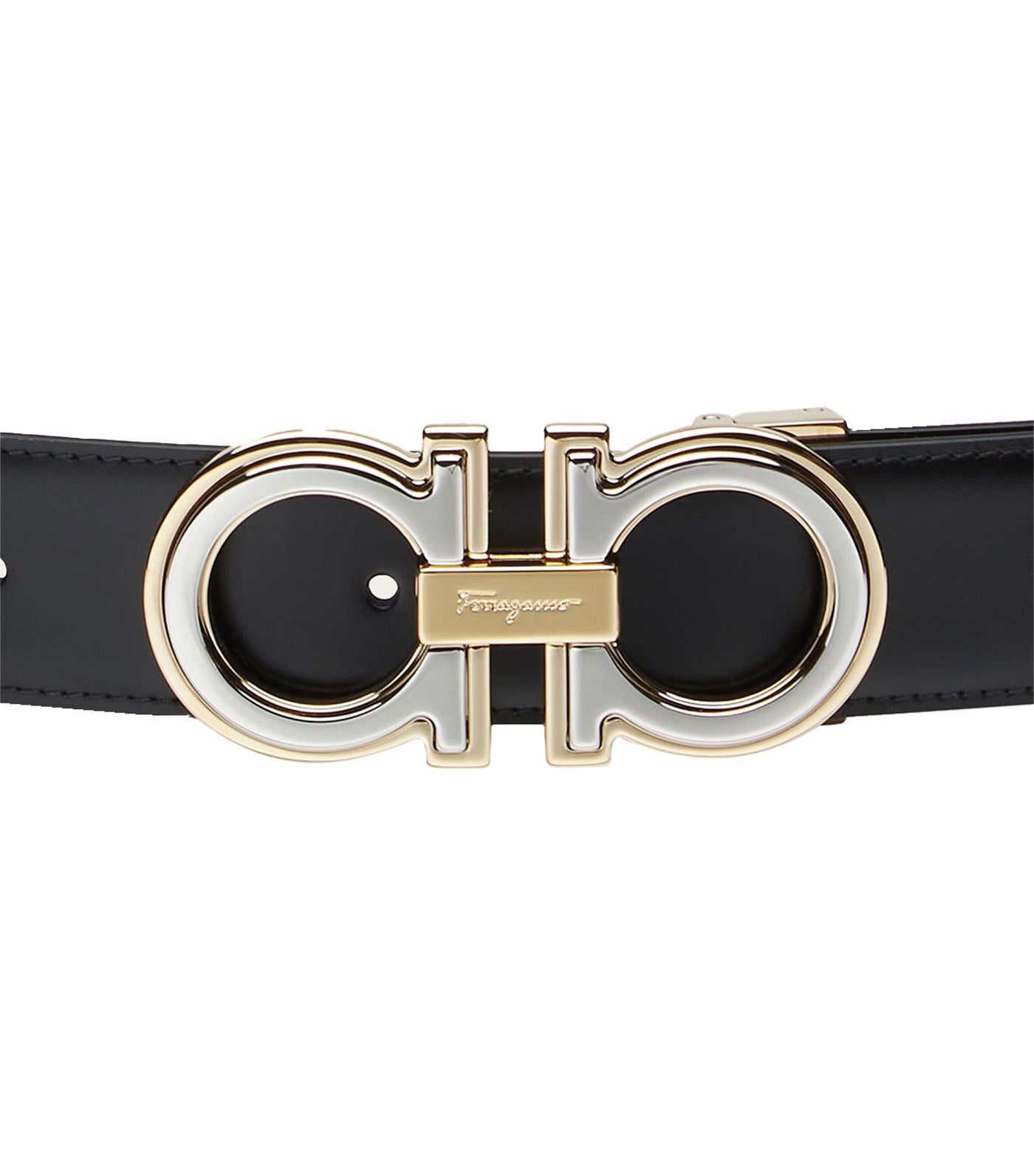 Reversible And Adjustable Gancini Belt Black/Cocoa