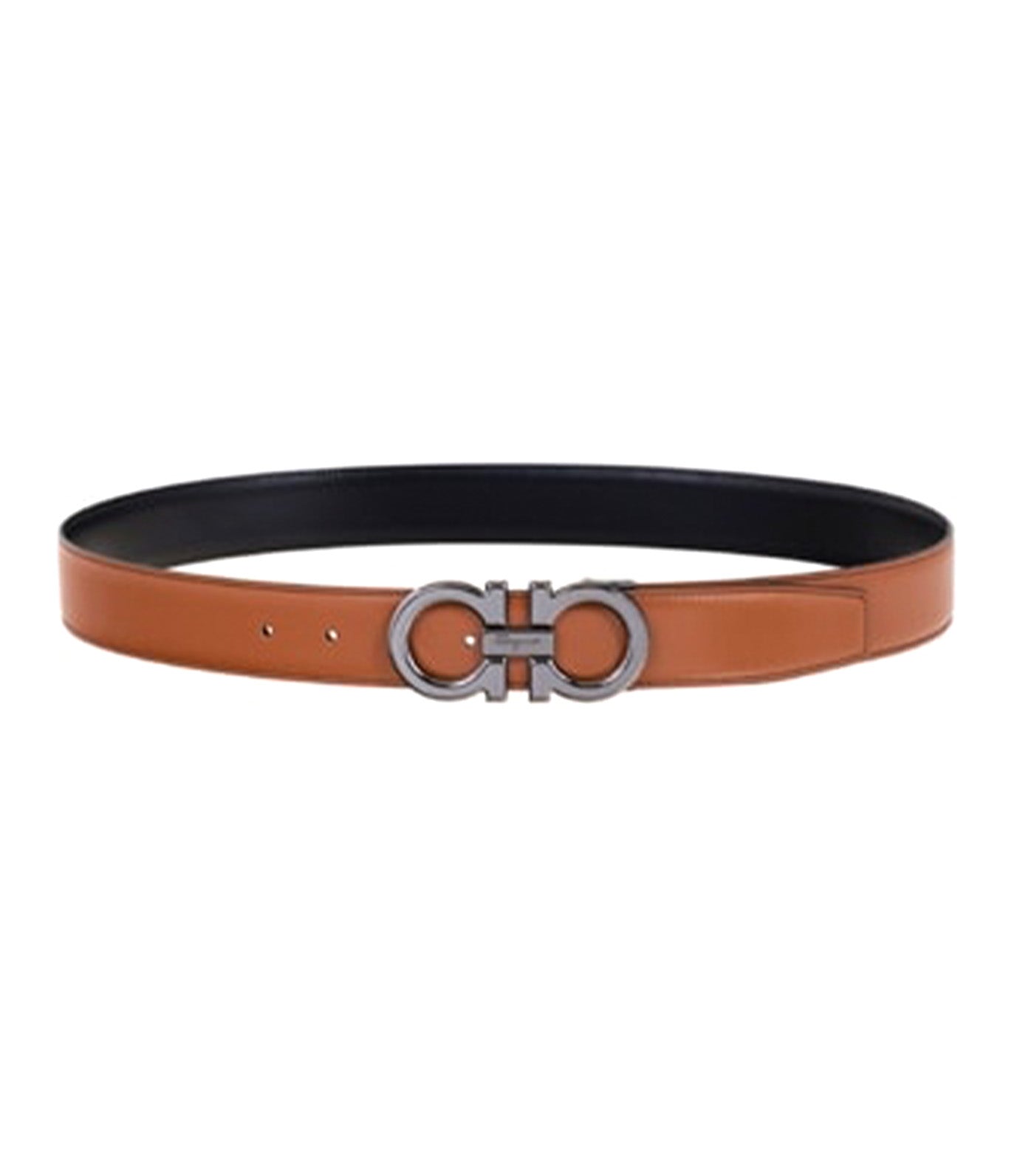 Reversible and Adjustable Gancini Belt Vicuna/Black