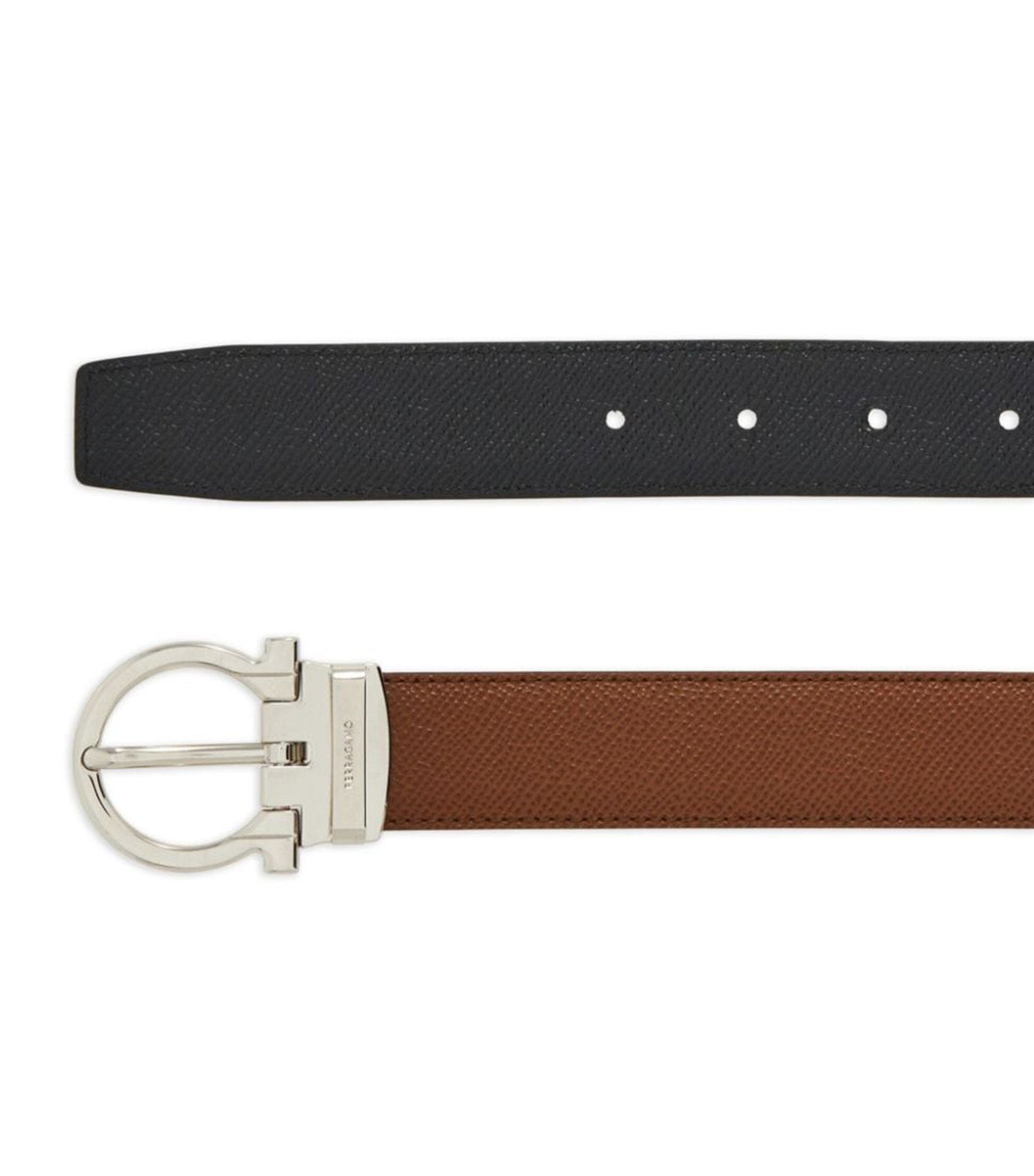 Reversible and Adjustable Gancini Belt Radica Nero