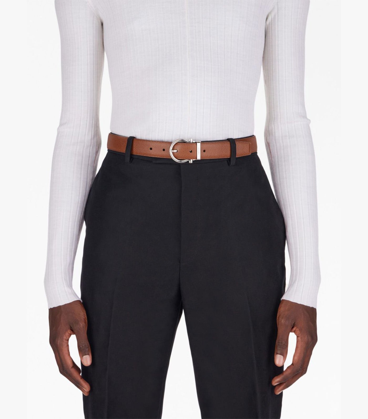Reversible and Adjustable Gancini Belt Radica Nero