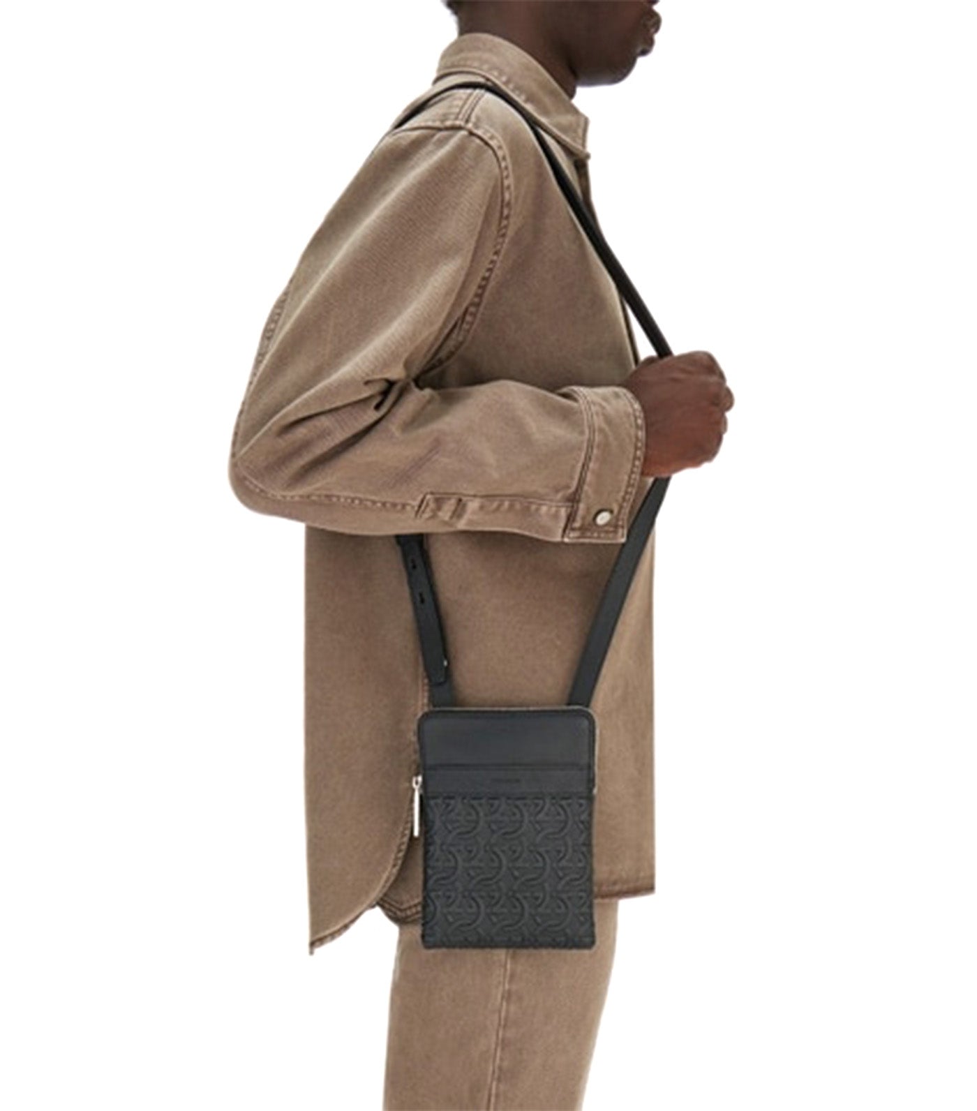 North-South Gancini Crossbody Bag Black