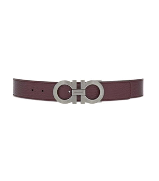 Reversible and Adjustable Gancini Belt Dark Barolo/Black