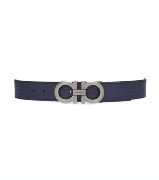 Reversible And Adjustable Gancini Belt Calfskin Midnight Blue/Black