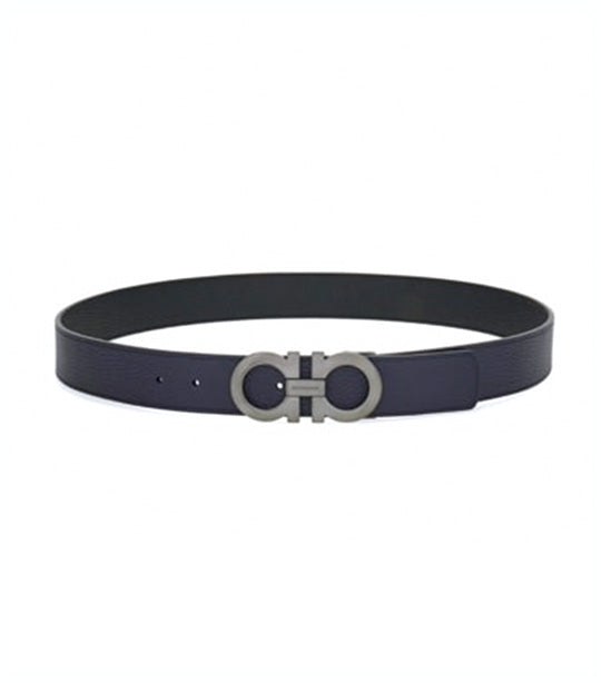 Reversible And Adjustable Gancini Belt Calfskin Midnight Blue/Black
