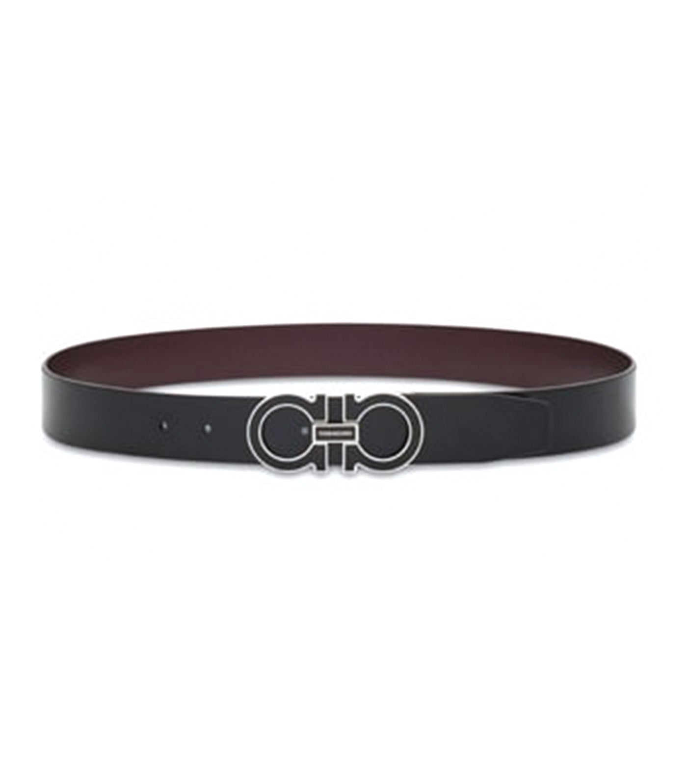 Reversible and Adjustable Gancini Belt Black/Dark Barolo