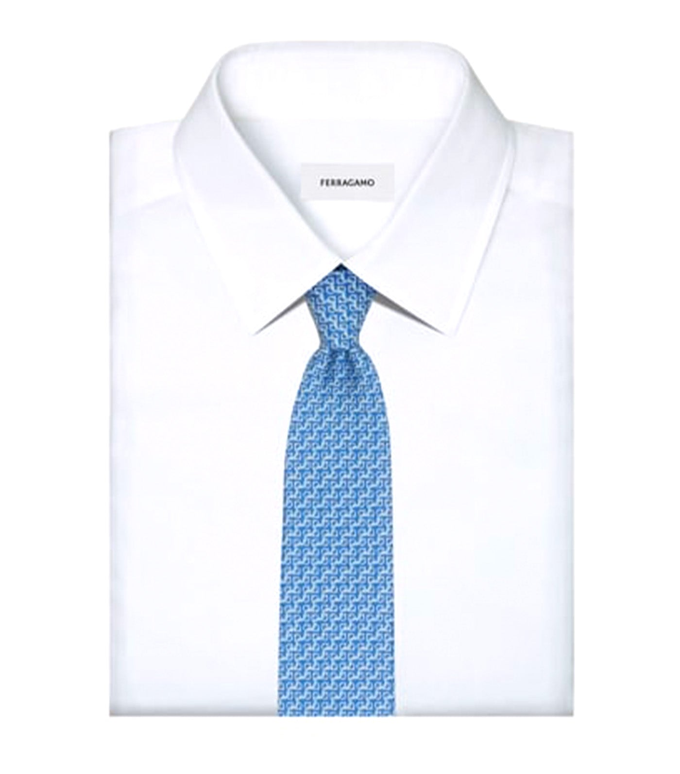 String Print Silk Tie Light Blue