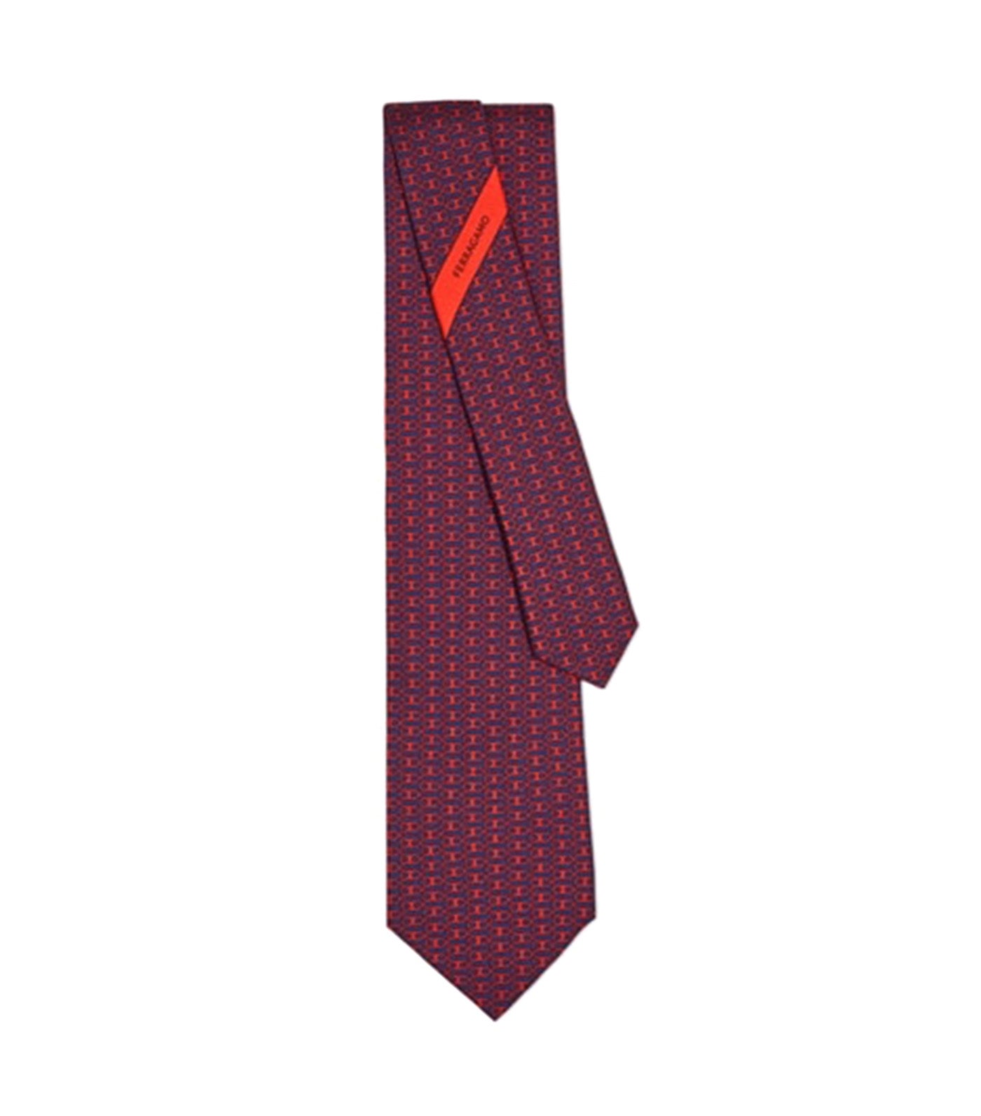 Gancini Print Silk Tie Dark Blue