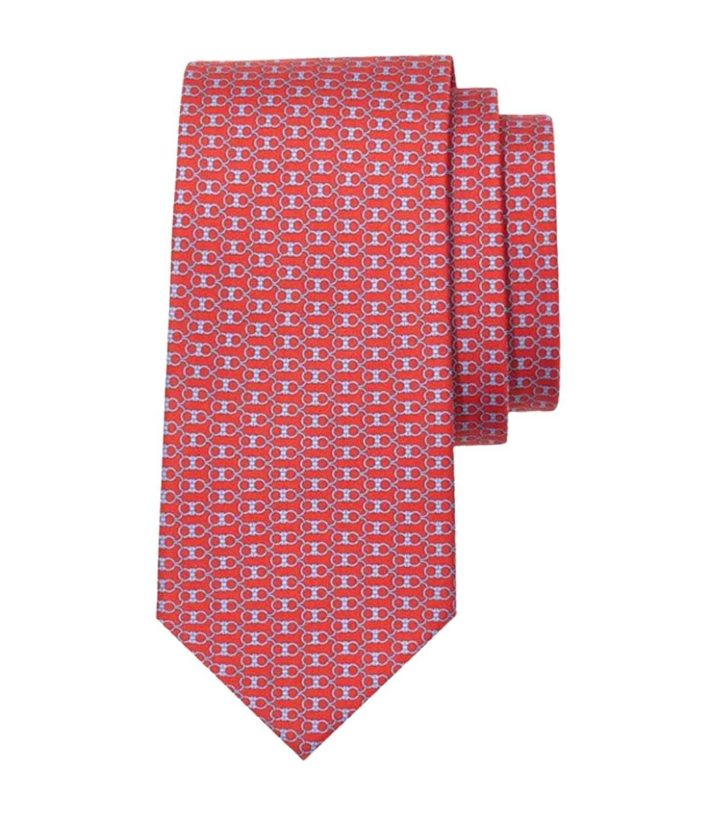 Gancini Print Silk Tie Rosso