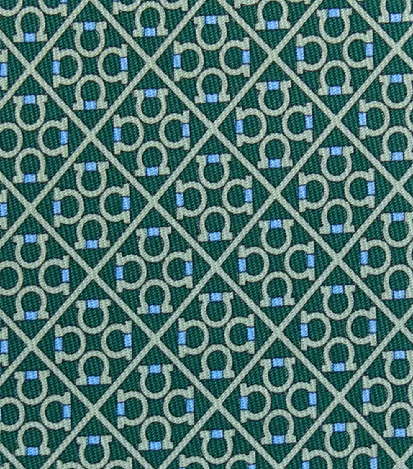 Square Gancini Print Silk Tie Green