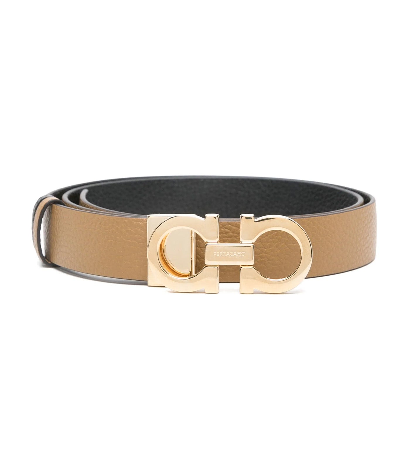 Reversible and Adjustable Gancini Belt Burnt Ocra/Nero