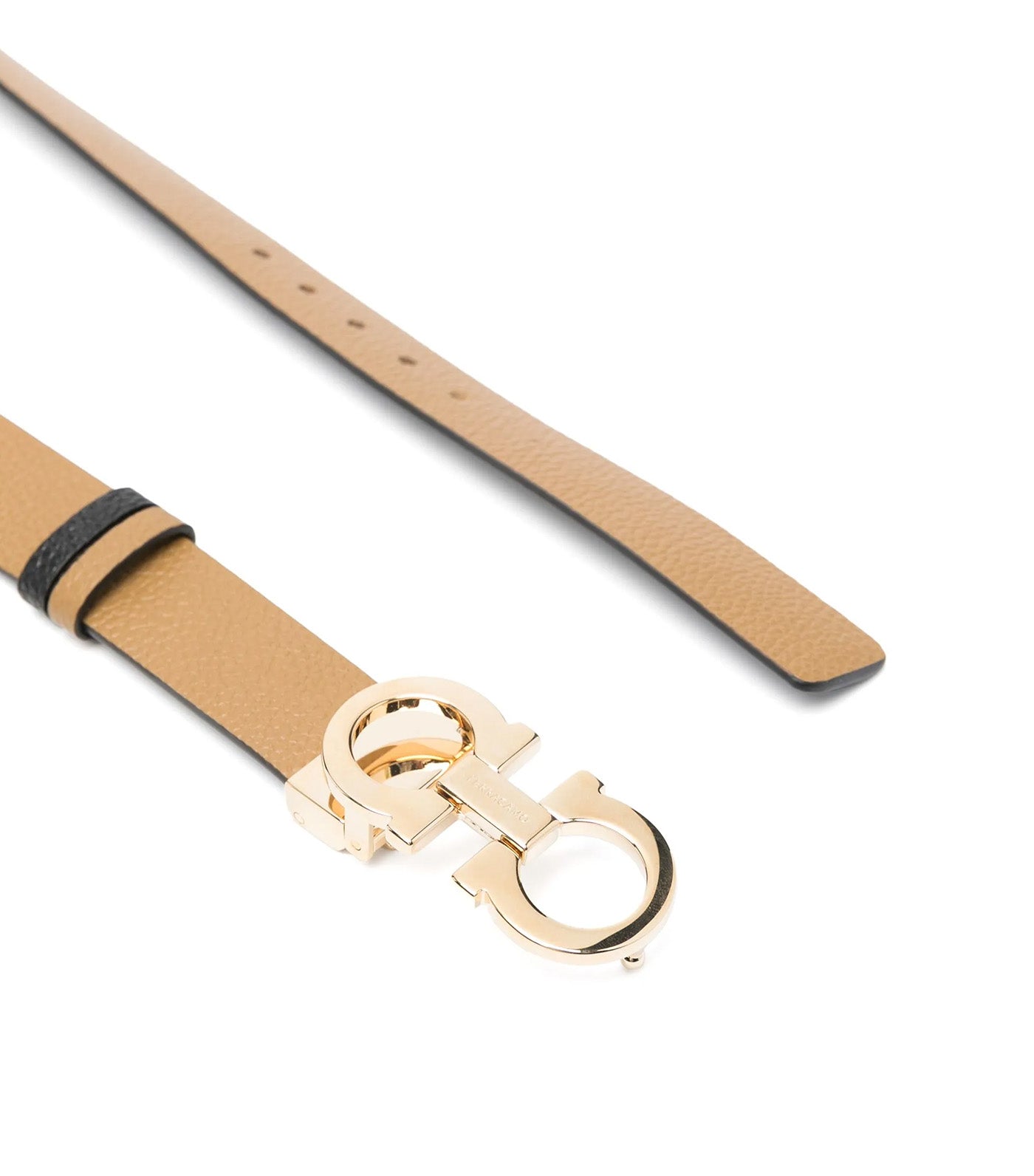 Reversible and Adjustable Gancini Belt Burnt Ocra/Nero