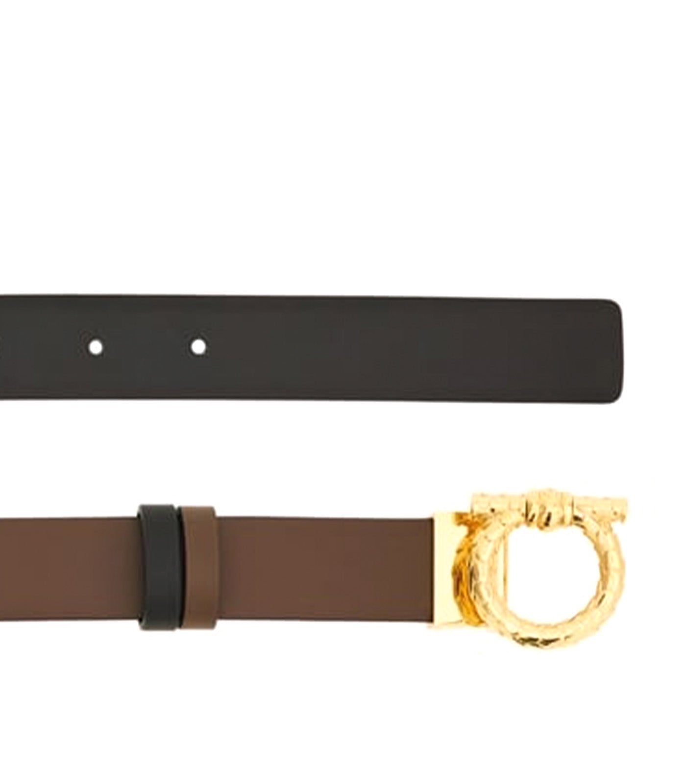 Reversible and Adjustable Gancini Belt Clay/Black