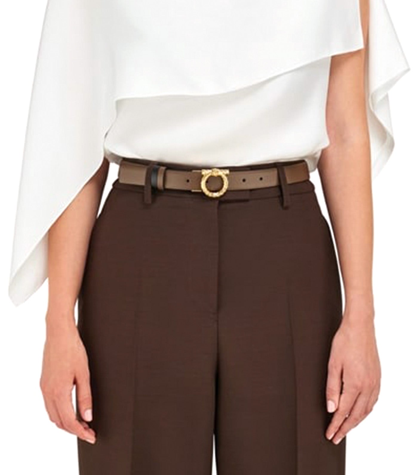 Reversible and Adjustable Gancini Belt Clay/Black