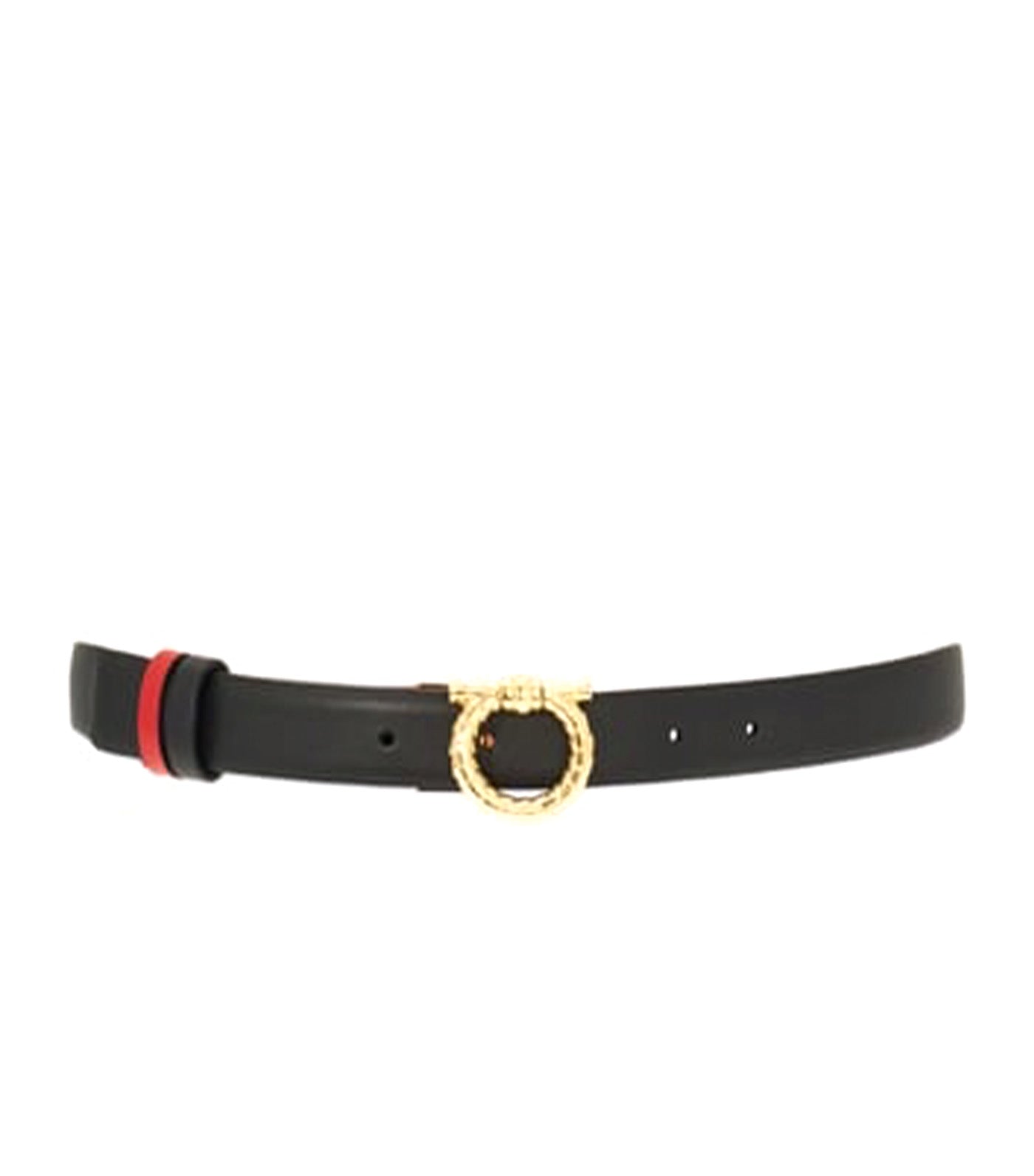 Reversible and Adjustable Gancini Belt Black/Flame Red