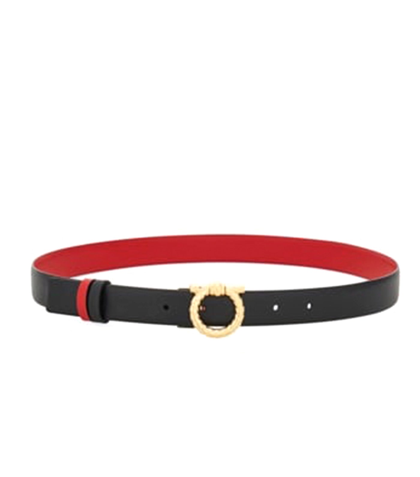 Reversible and Adjustable Gancini Belt Black/Flame Red