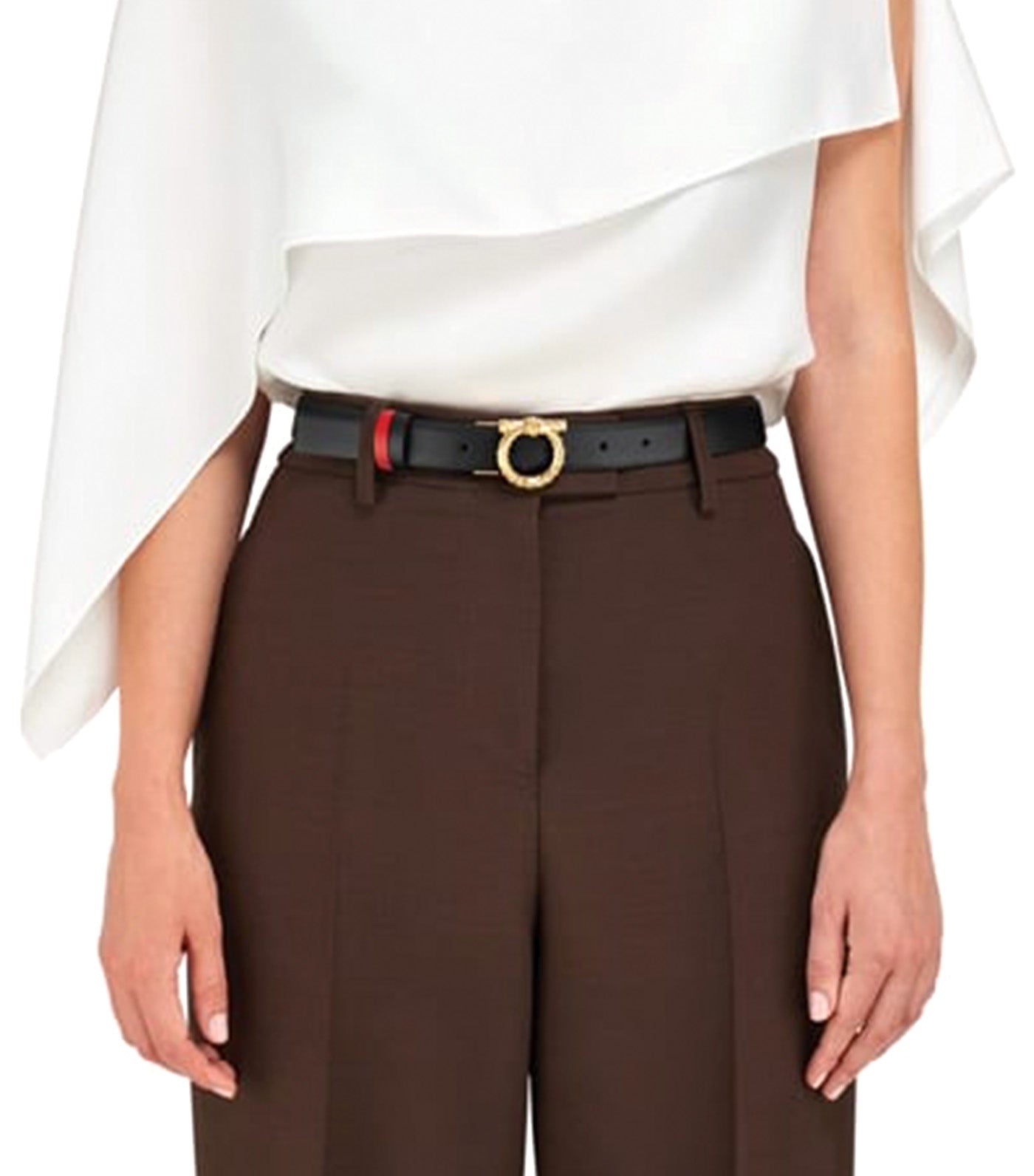 Reversible and Adjustable Gancini Belt Black/Flame Red