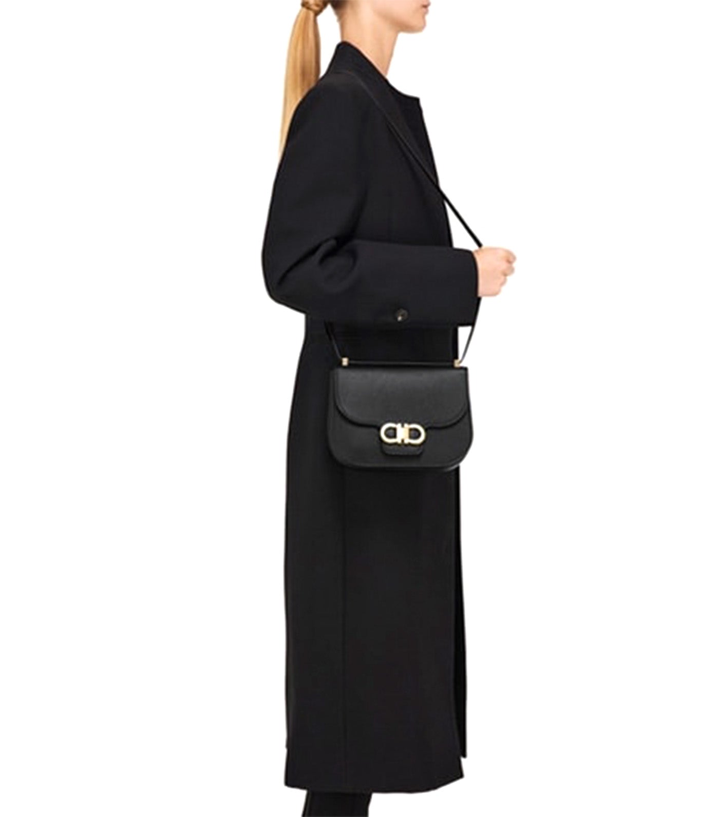 Double Gancini Crossbody Bag Black