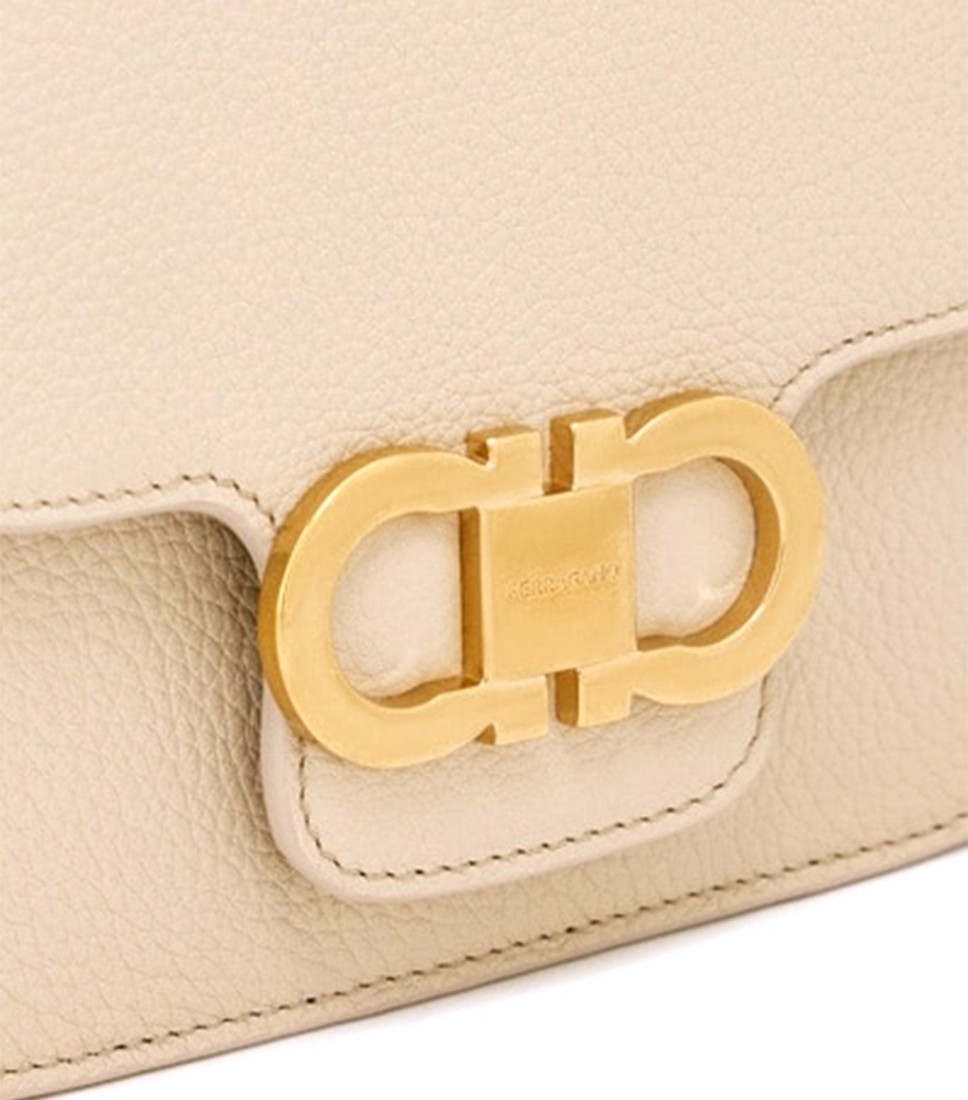 Double Gancini Crossbody Bag Stone