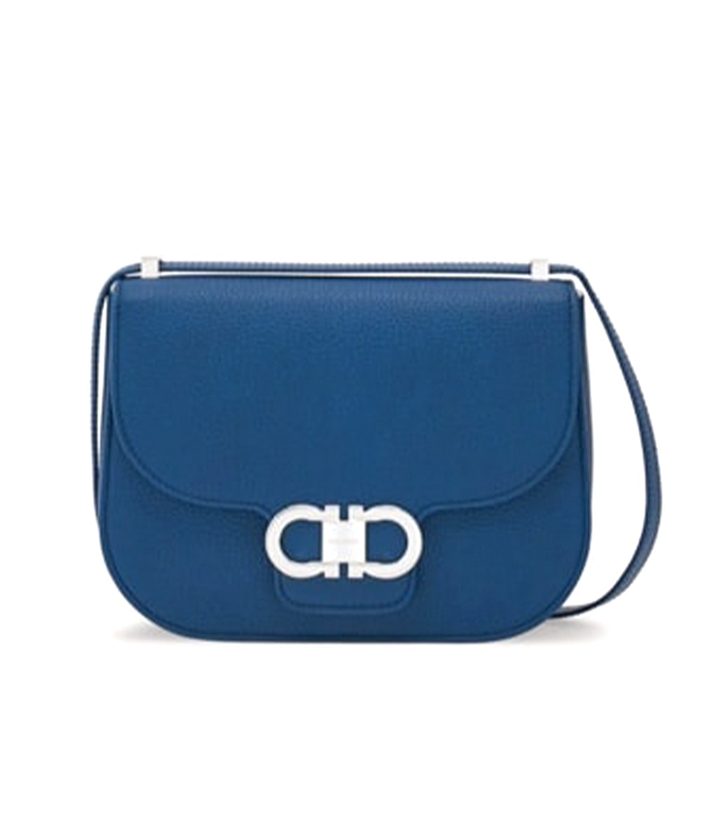 Double Gancini Crossbody Bag Teal Blue