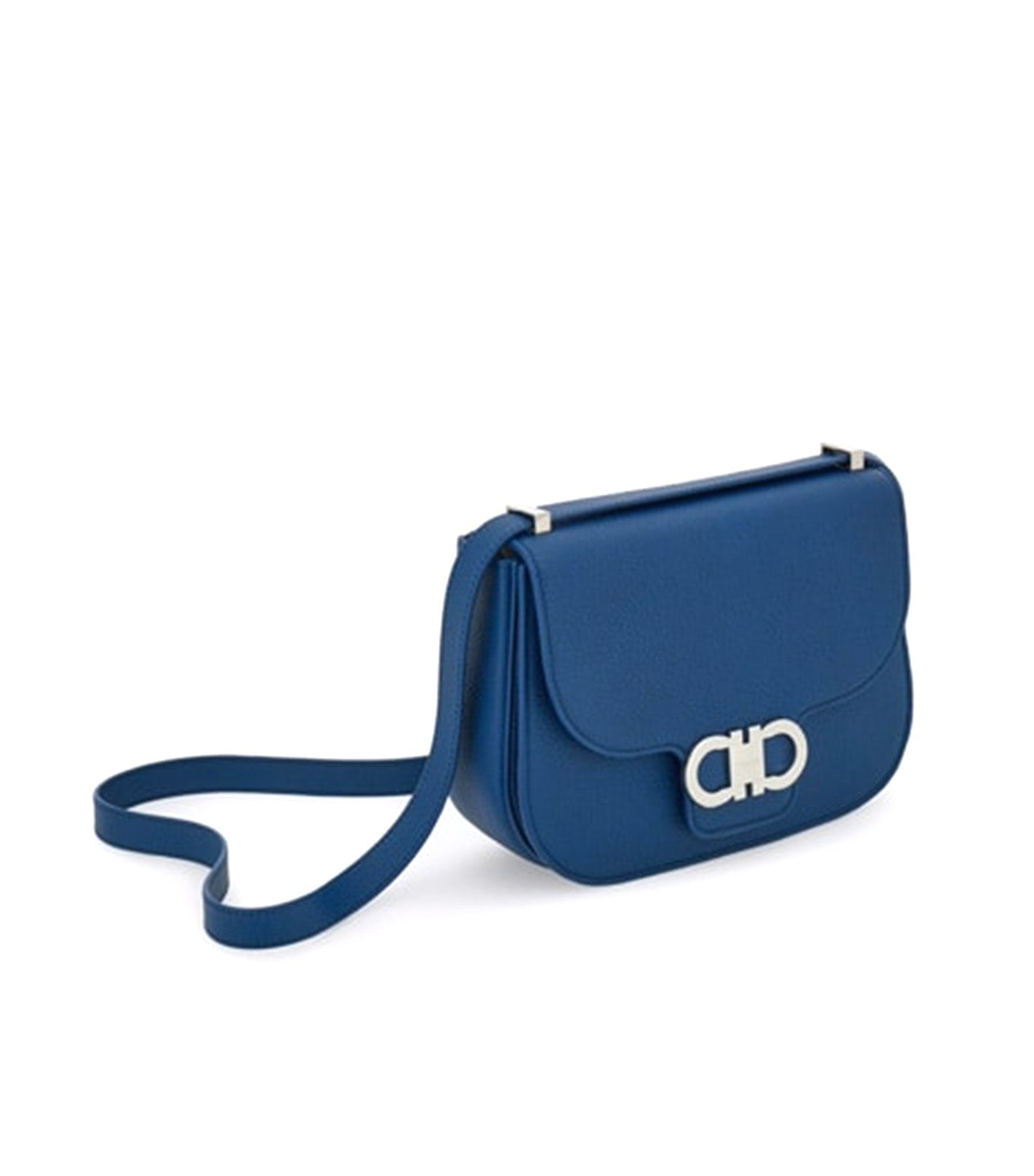 Double Gancini Crossbody Bag Teal Blue