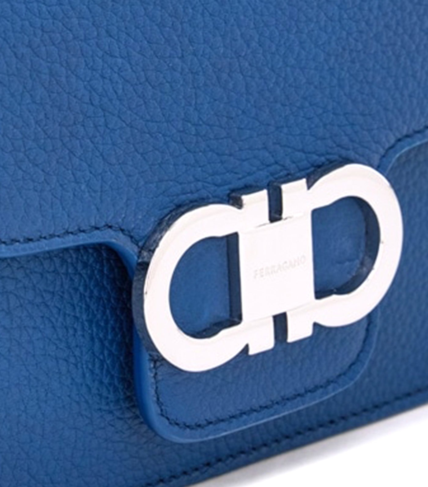 Double Gancini Crossbody Bag Teal Blue