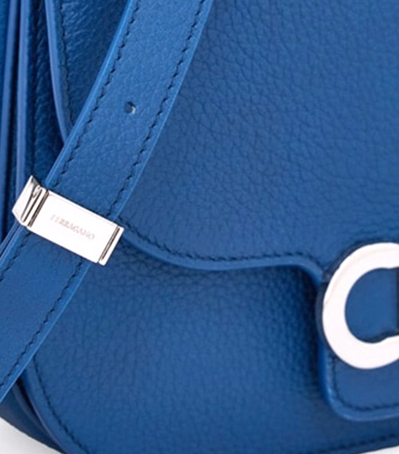 Double Gancini Crossbody Bag Teal Blue