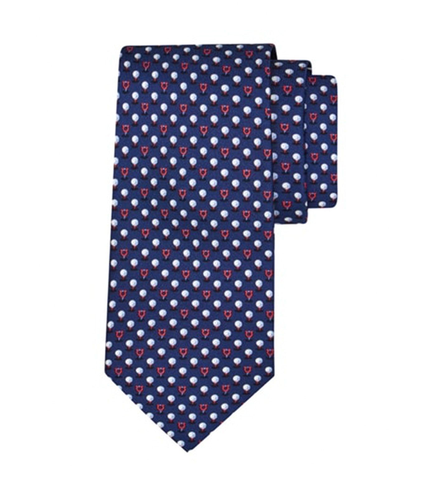 Silk Tie with Golf and Gancini Dark Blue