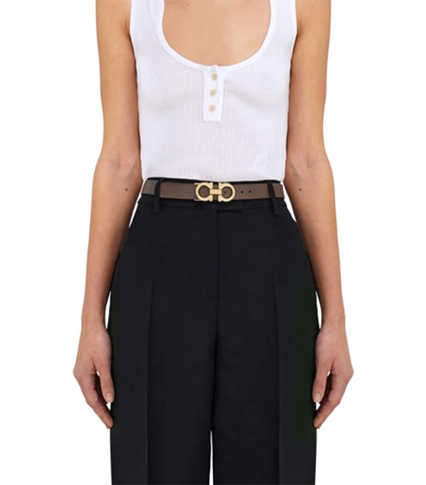 Reversible Adjustable Gancini Belt Calfskin