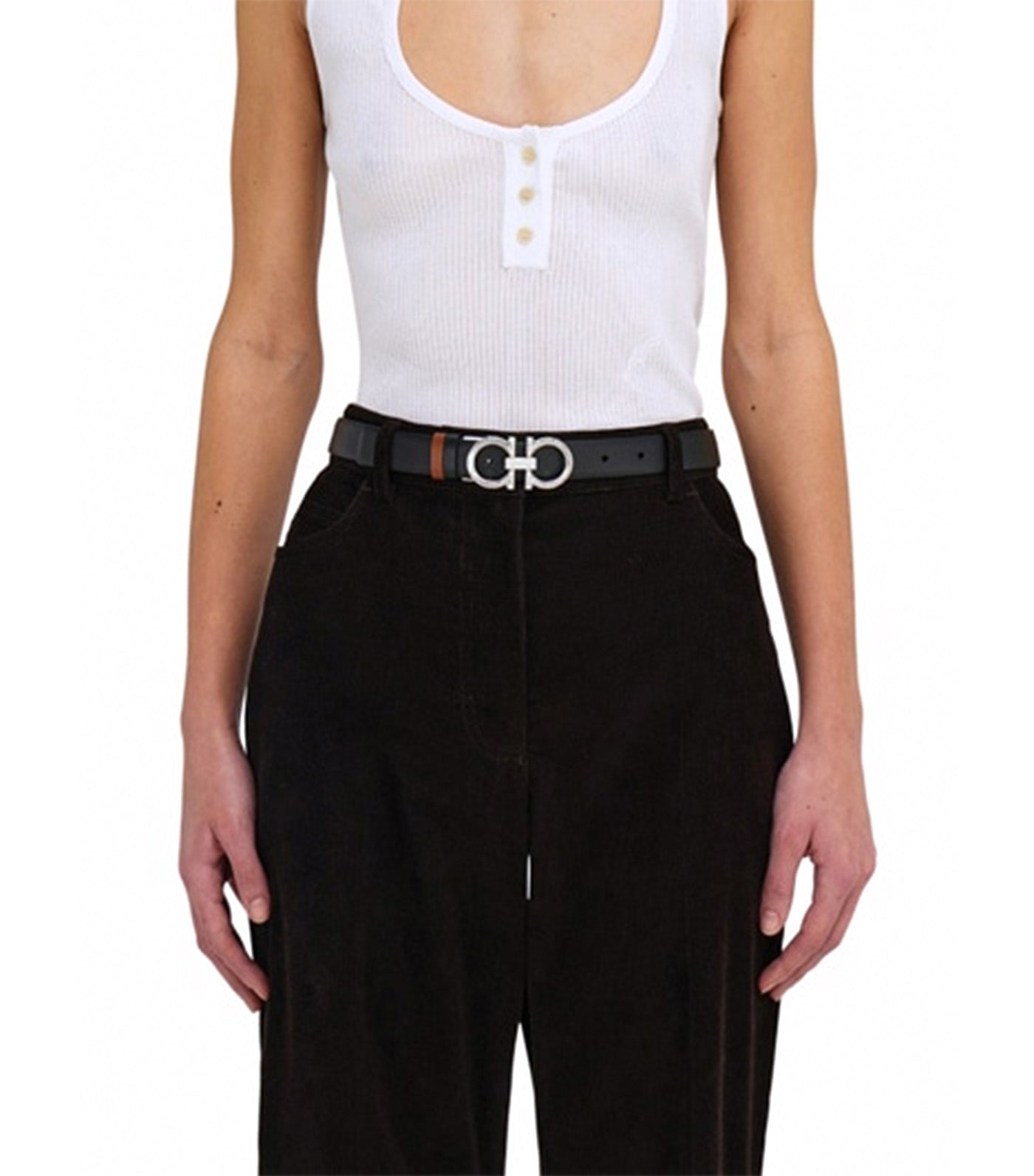 Reversible Adjustable Gancini Belt Calfskin