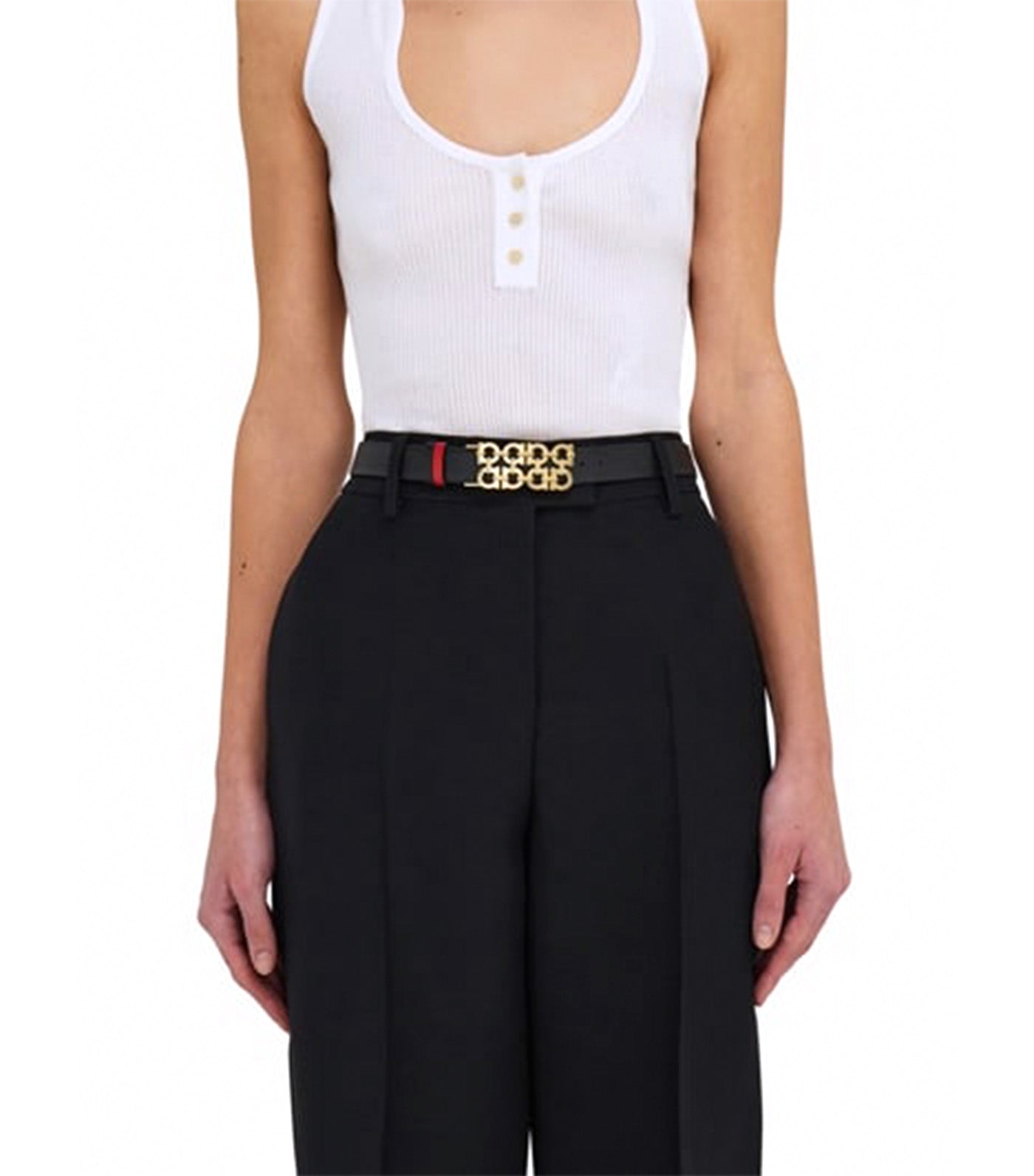 Reversible Adjustable Gancini Belt Calfskin