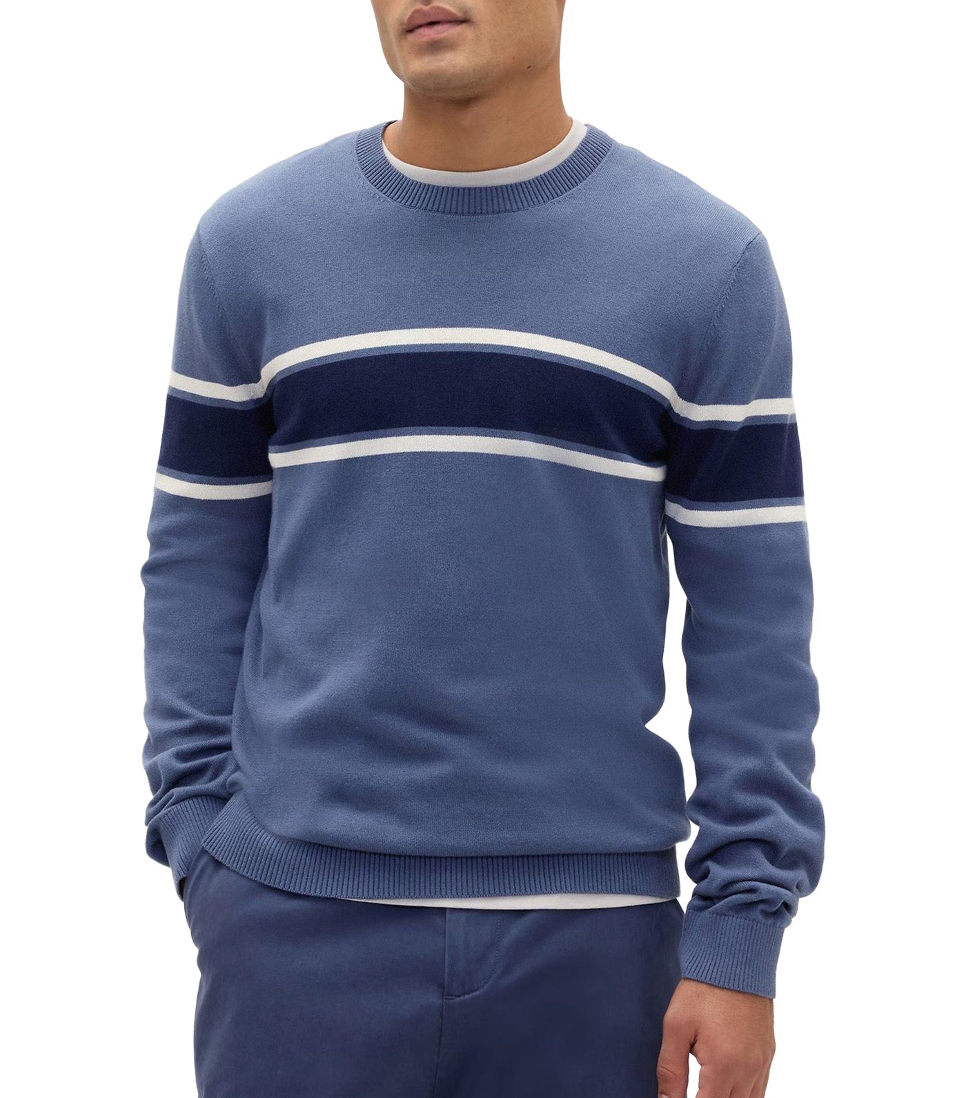 GAP Stripe Crewneck Sweater Blue Ridge