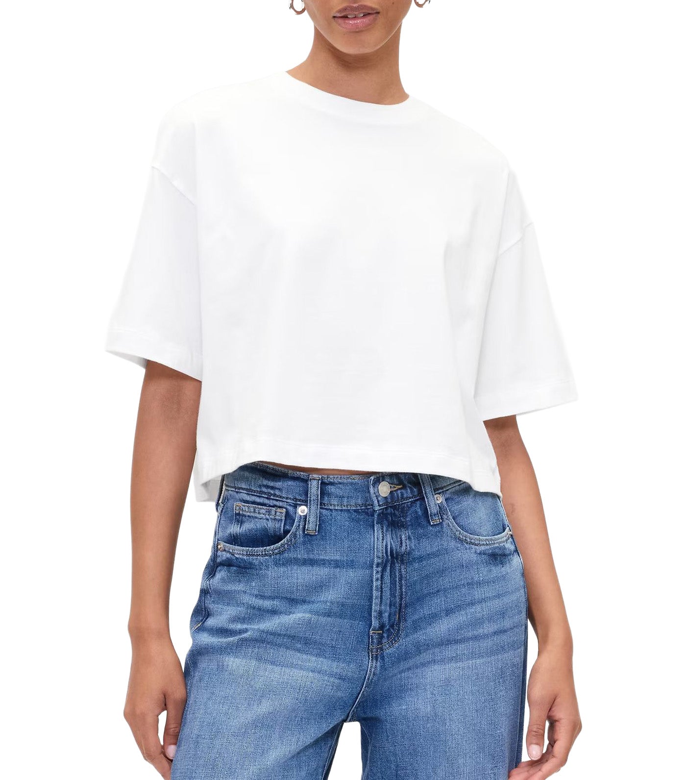 Oversized Cropped Crewneck T-Shirt