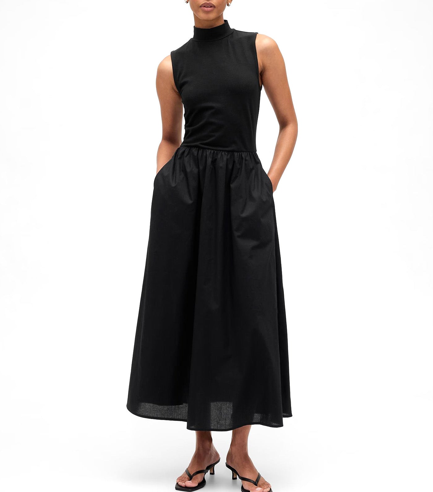 Sleeveless Mockneck Midi Dress