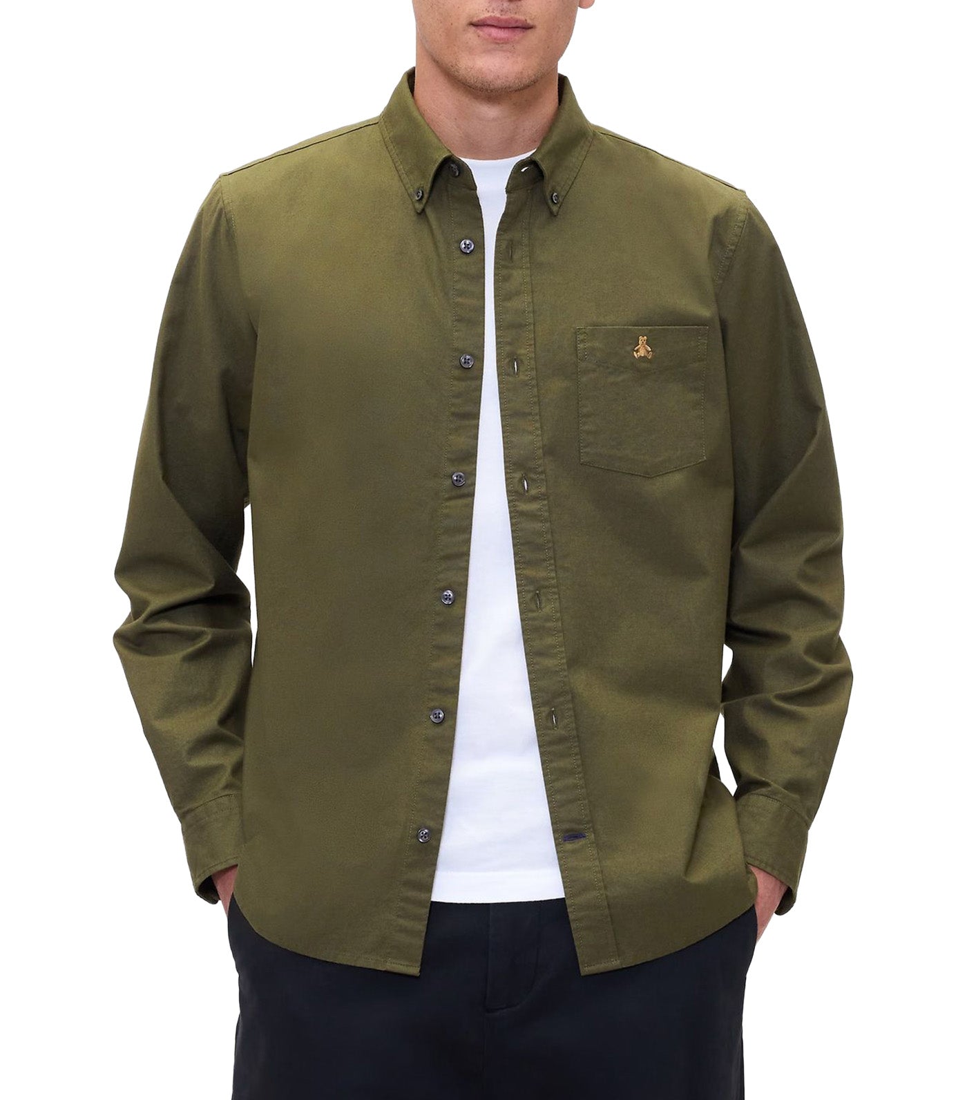 GAP Oxford Shirt in Standard Fit Army Jacket Green