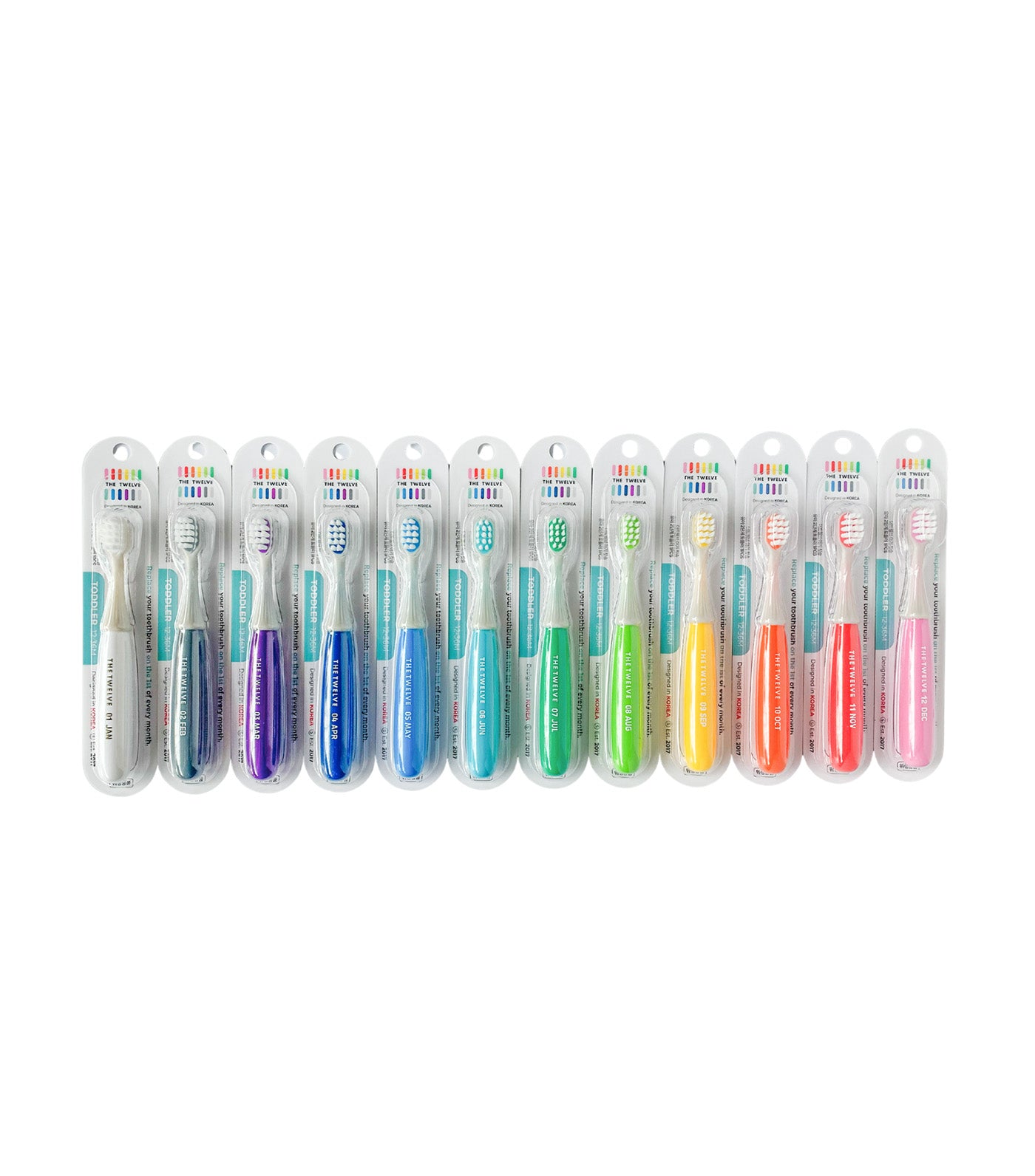 Toddler Toothbrush 12 Pcs Pastel Vivid