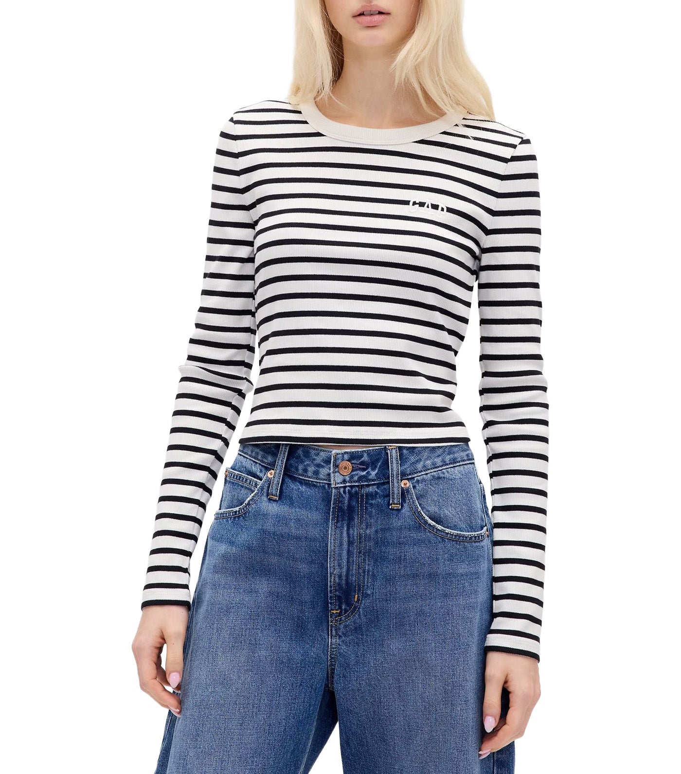 Ribbed Cropped Crewneck T-Shirt