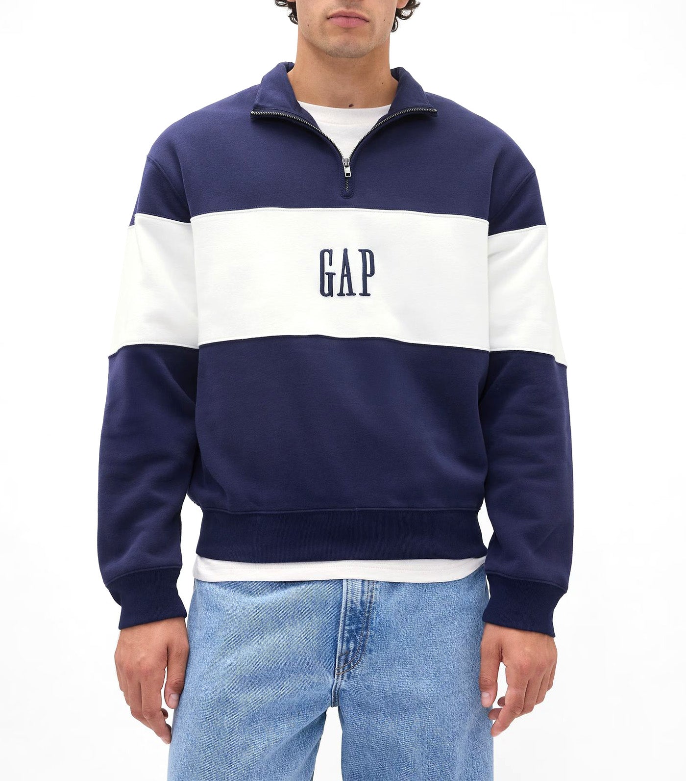 VintageSoft Colorblock Logo Half-Zip New Navy
