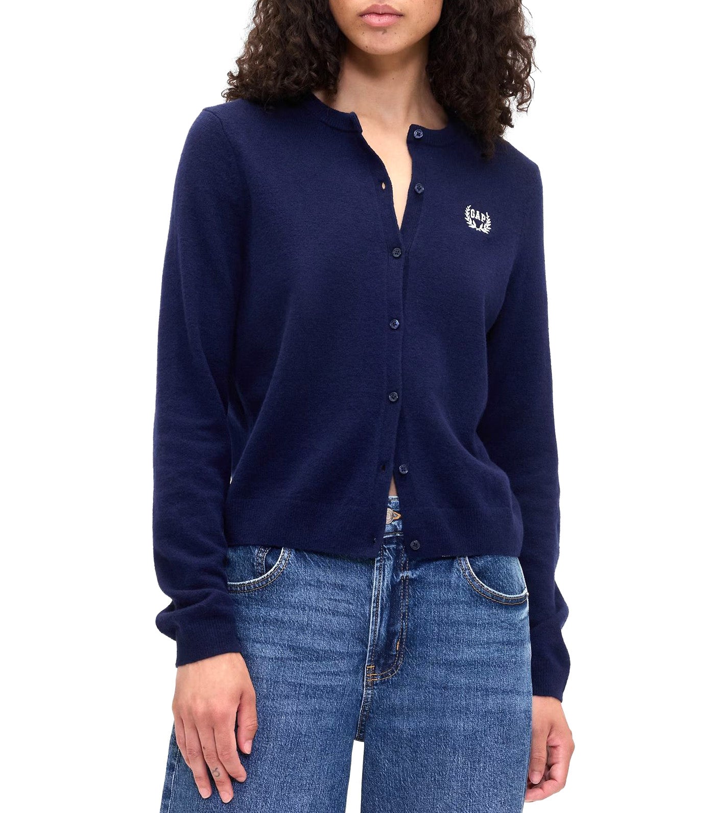 GAP CashSoft Logo Cardigan Navy Uniform