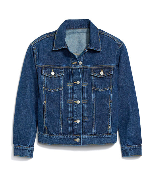 Classic Non-Stretch Jean Jacket for Women Dark Wash