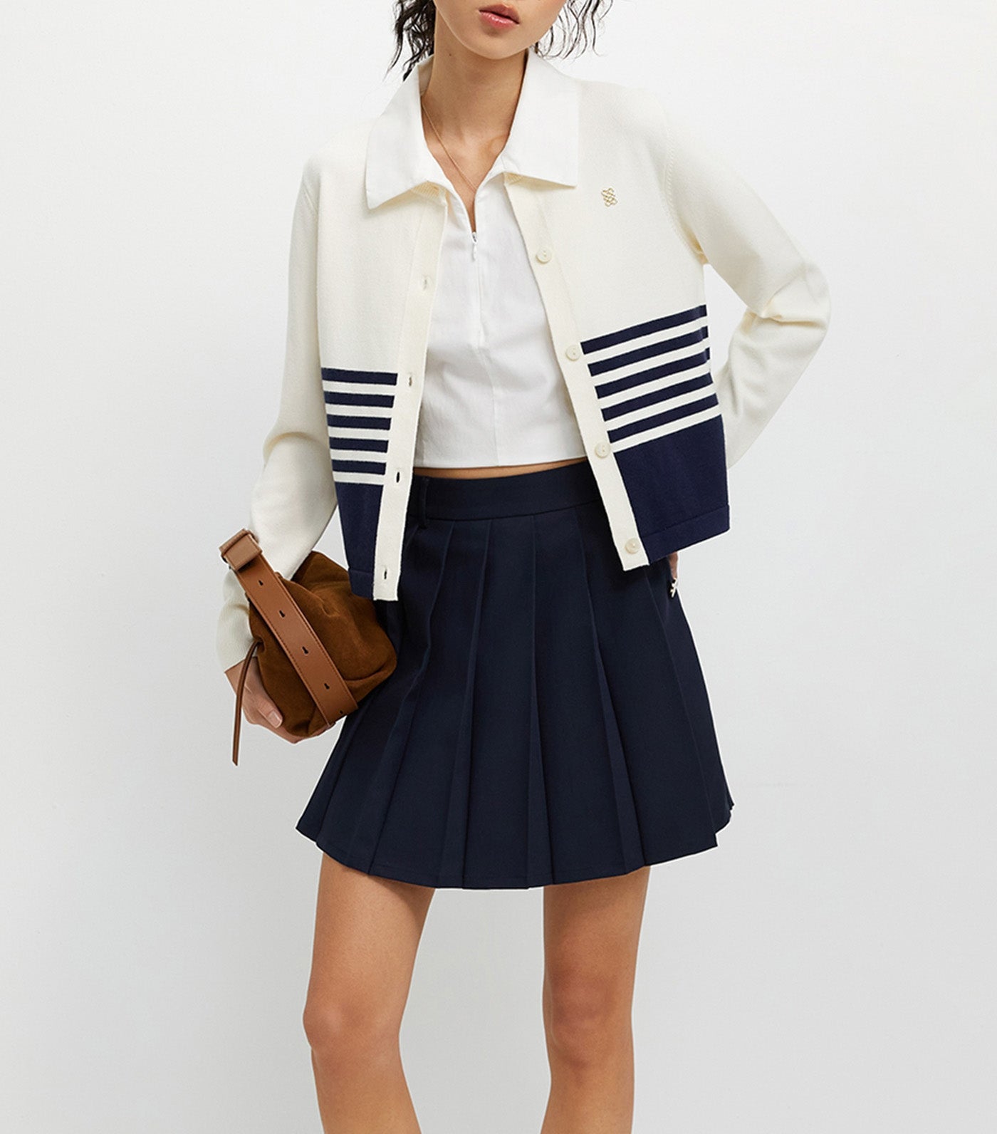 Striped Cardigan Navy/White