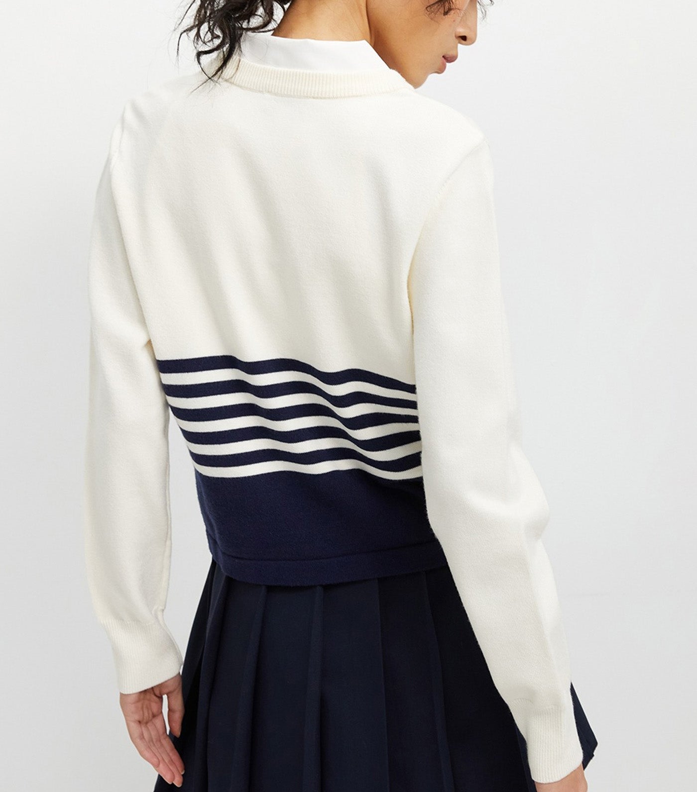 Striped Cardigan Navy/White
