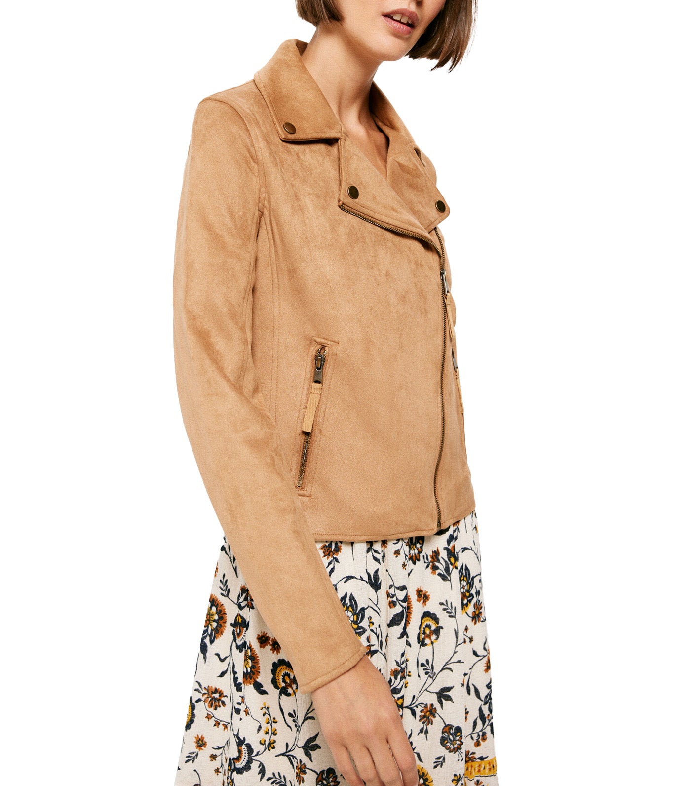Suede Biker Jacket Tan