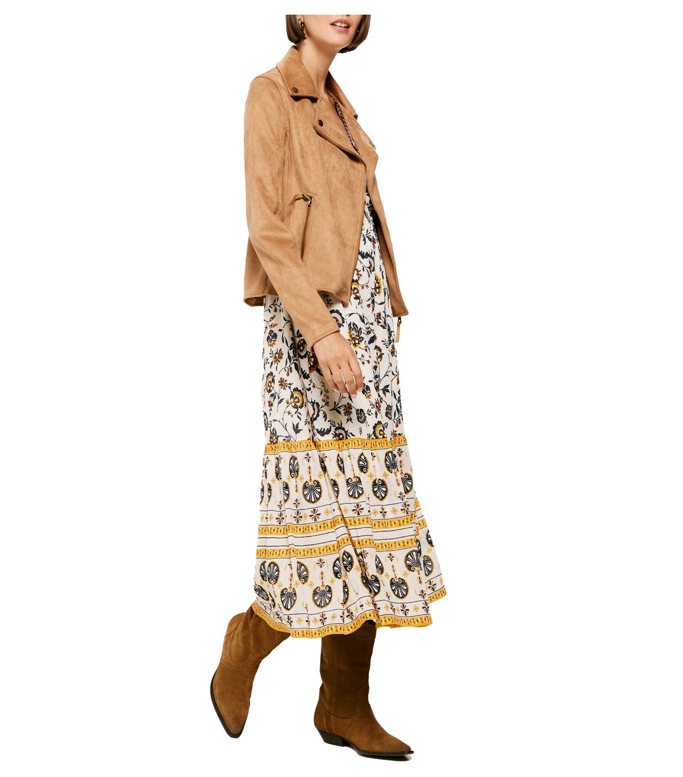 Suede Biker Jacket Tan