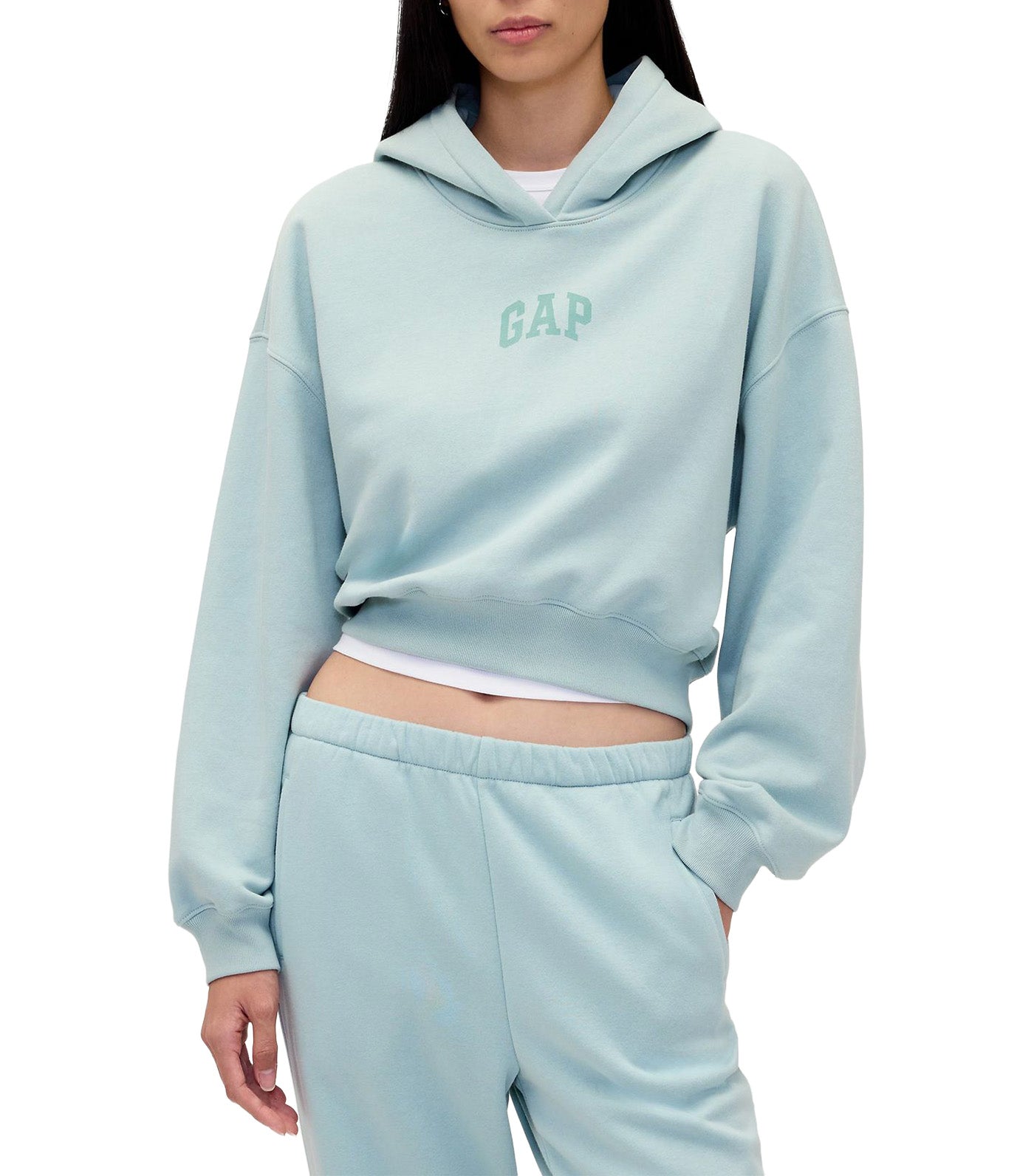 VintageSoft Crop Logo Hoodie