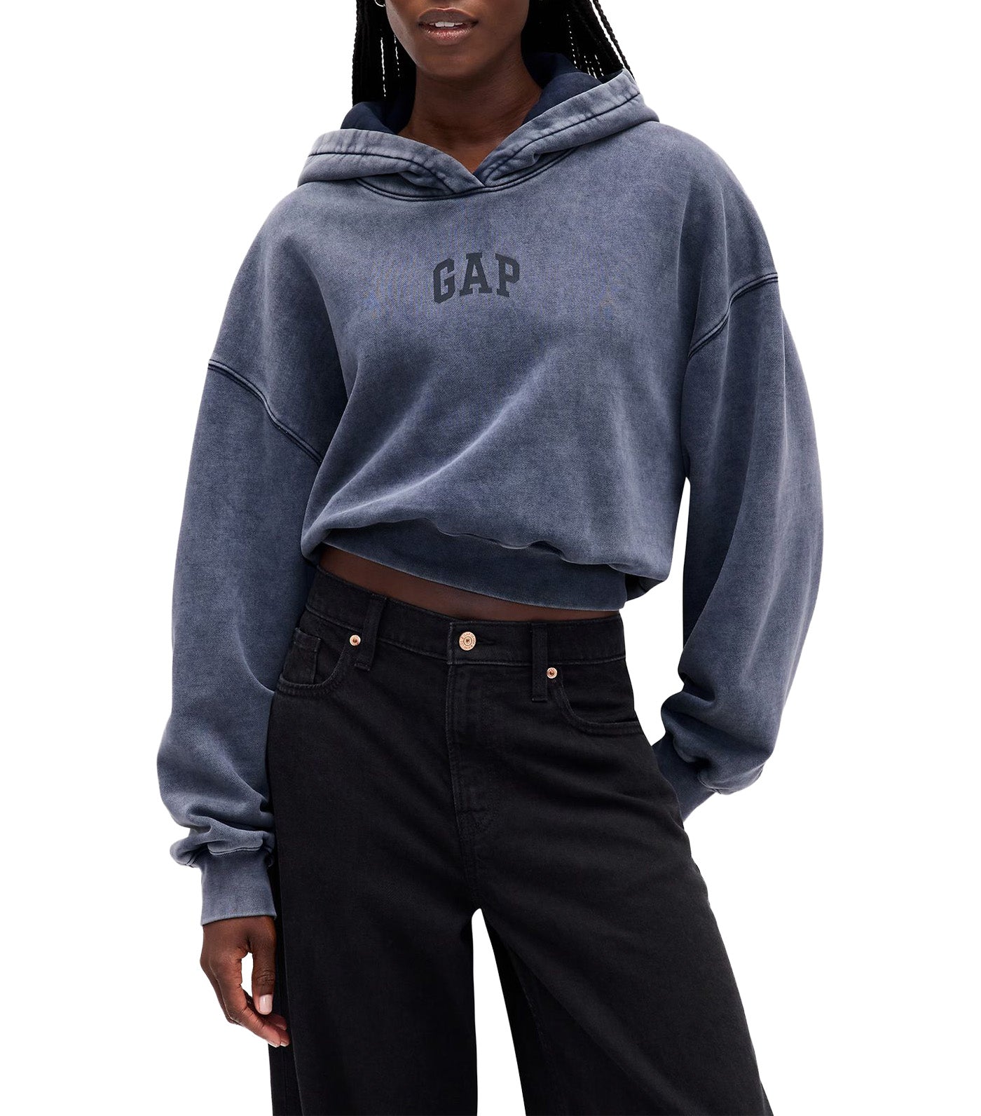 VintageSoft Crop Logo Hoodie