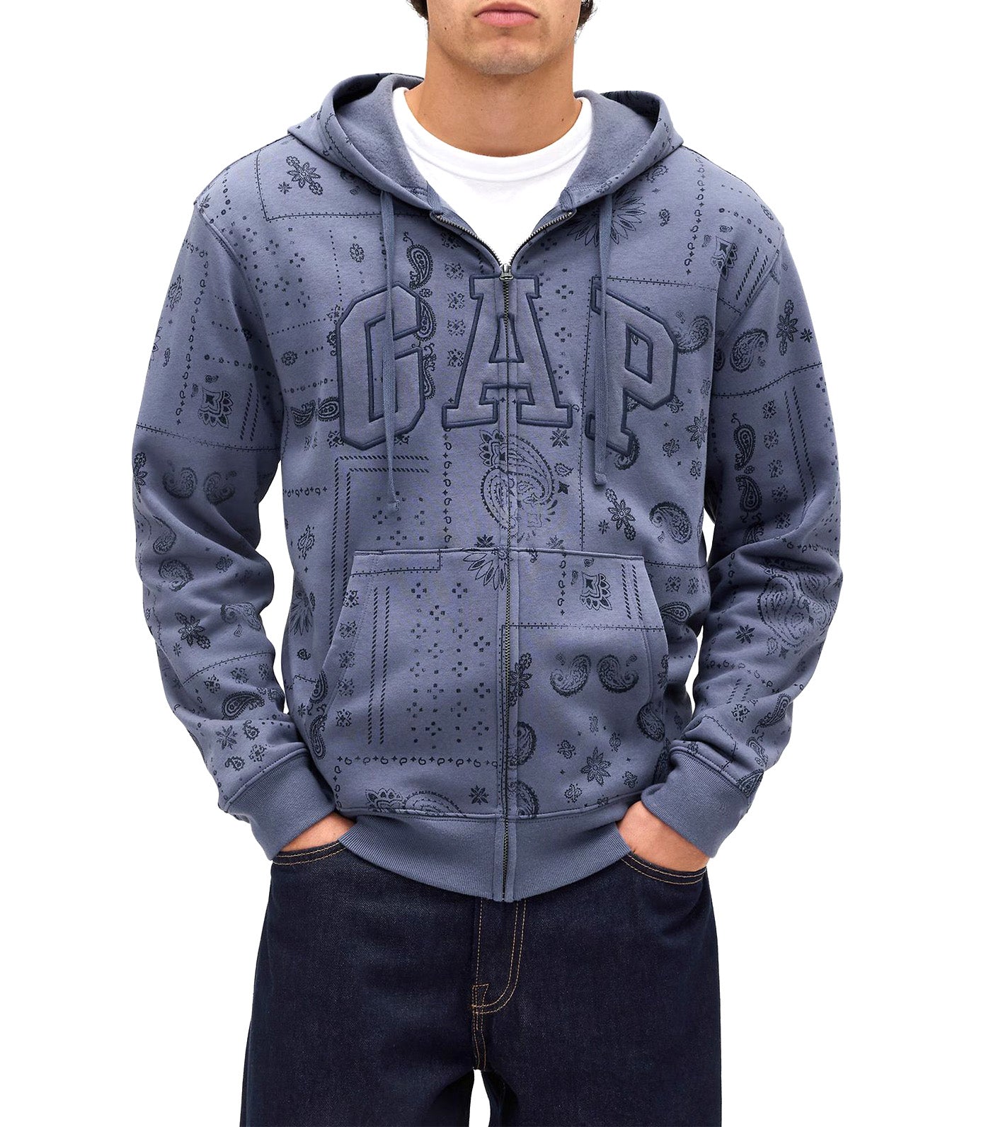 Relaxed Logo Camo Zip Hoodie Bandana Print