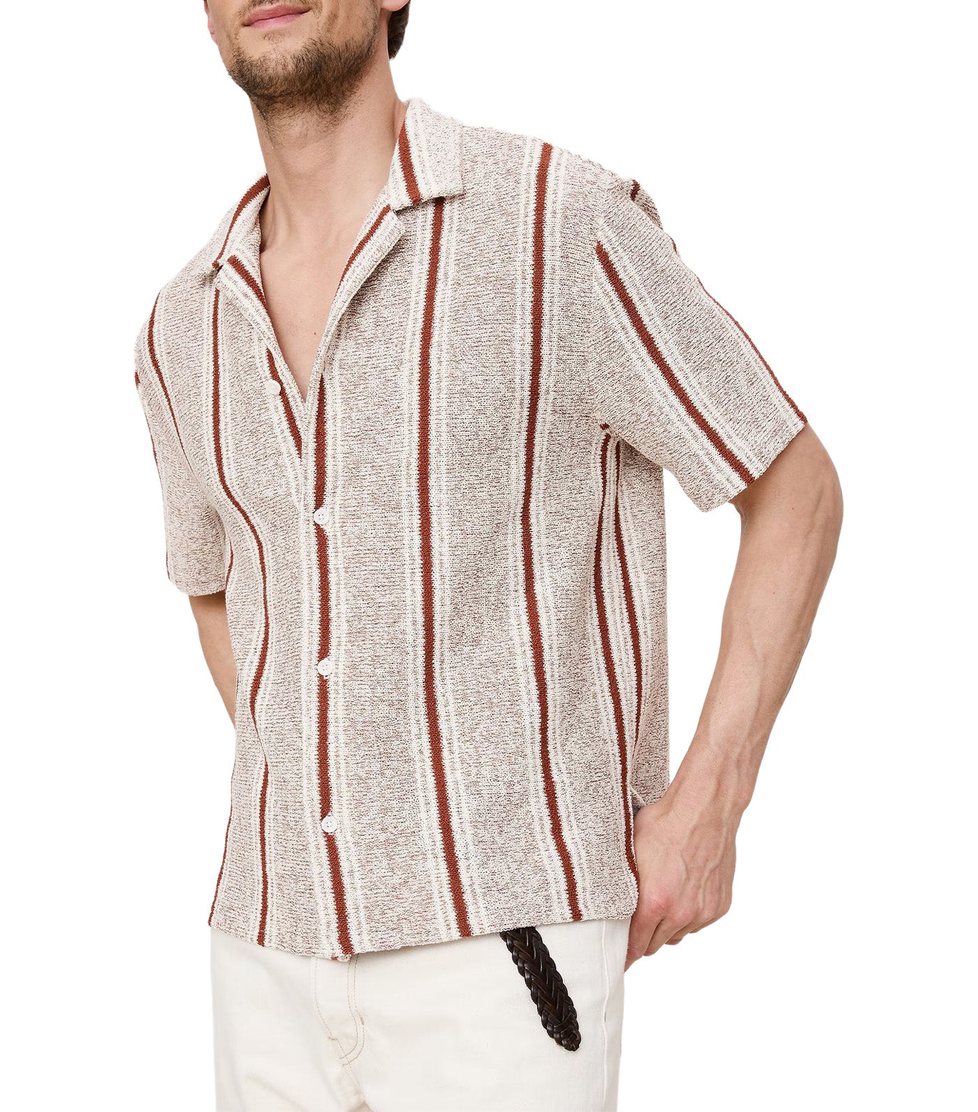 Banana Republic Relaxed-Fit Striped Resort Shirt Jasper Red