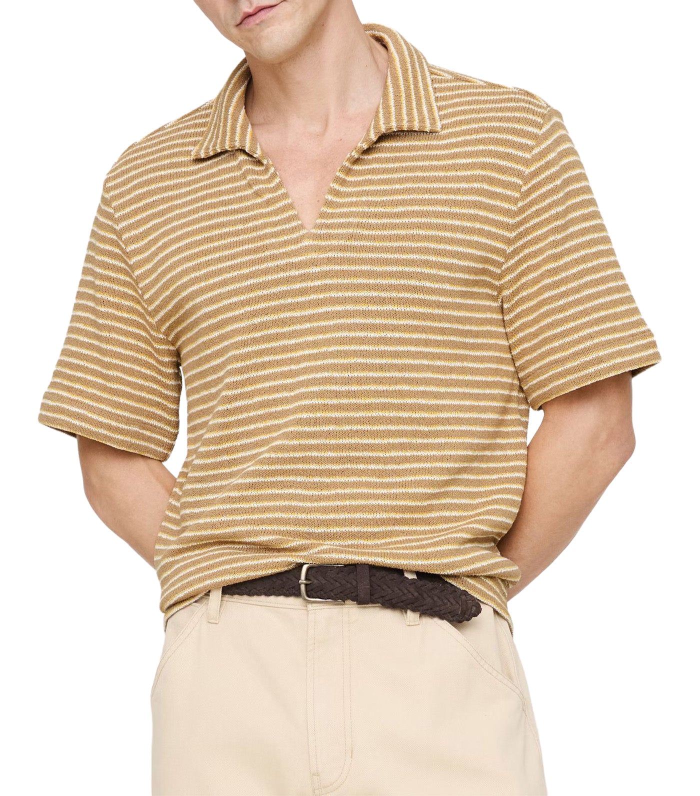 Banana Republic Relaxed-Fit Striped Polo New British Khaki